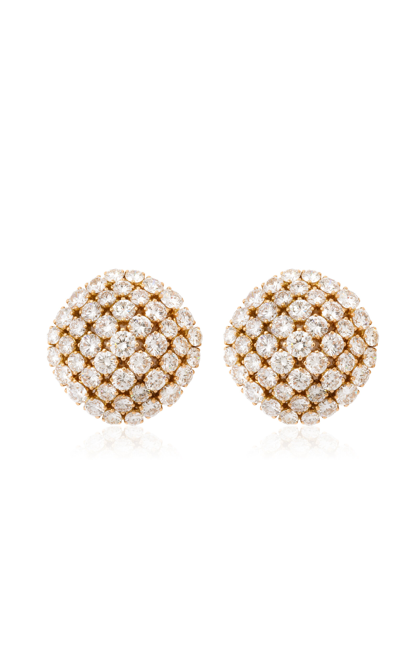 Shop Gemella Jewels 18k Yellow Gold Diamond Button Earrings In White