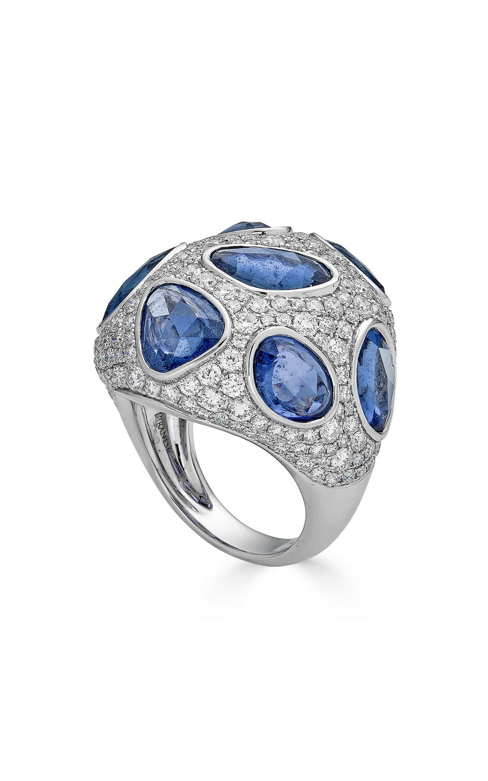 Shop Piranesi 18k White Gold Organic Shape Ring In Blue