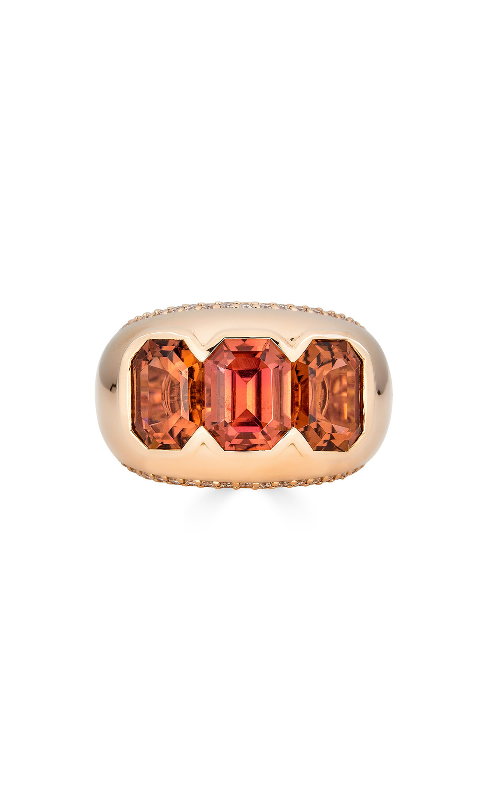 Shop Piranesi 18k Rose Gold Gypsy Ring In Orange