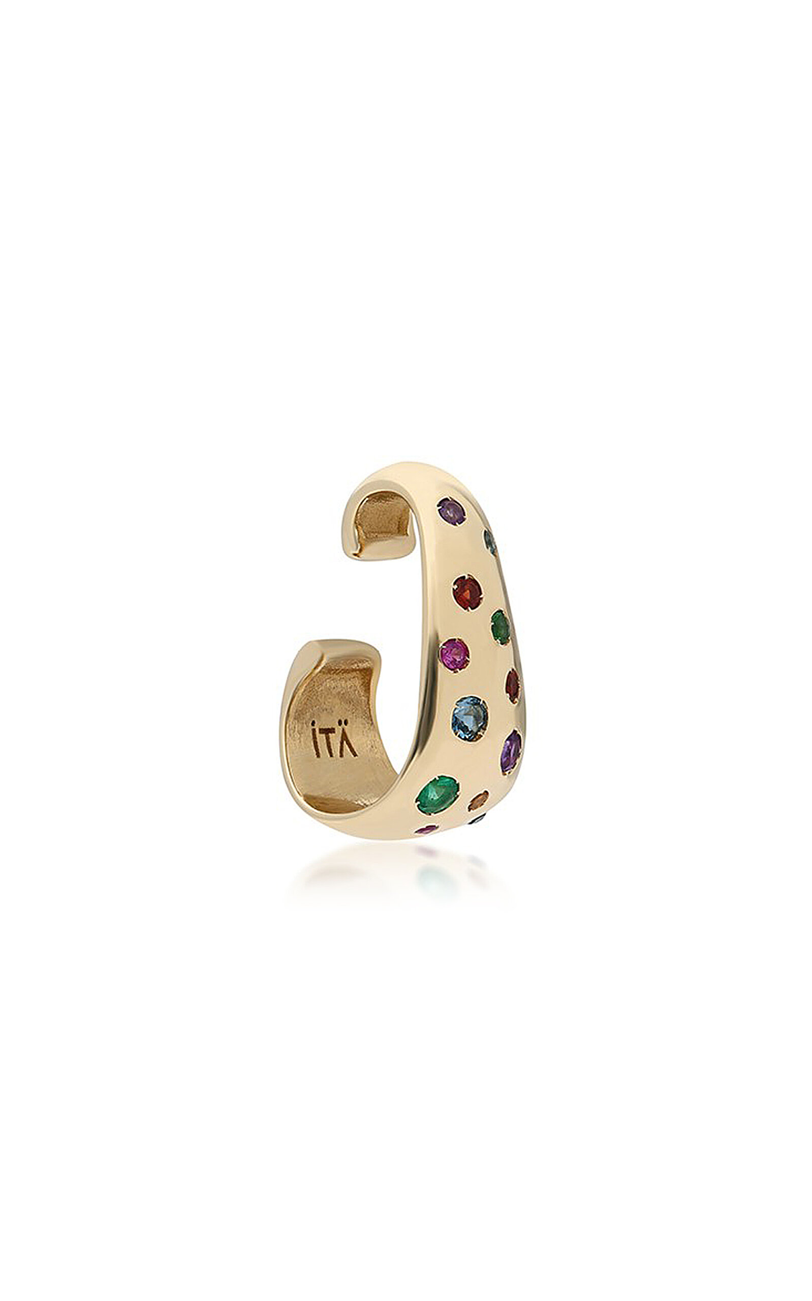 Shop Itä Fine Jewelry 14k Yellow Gold “miri” Multi-gemstone Single Ear Cuff