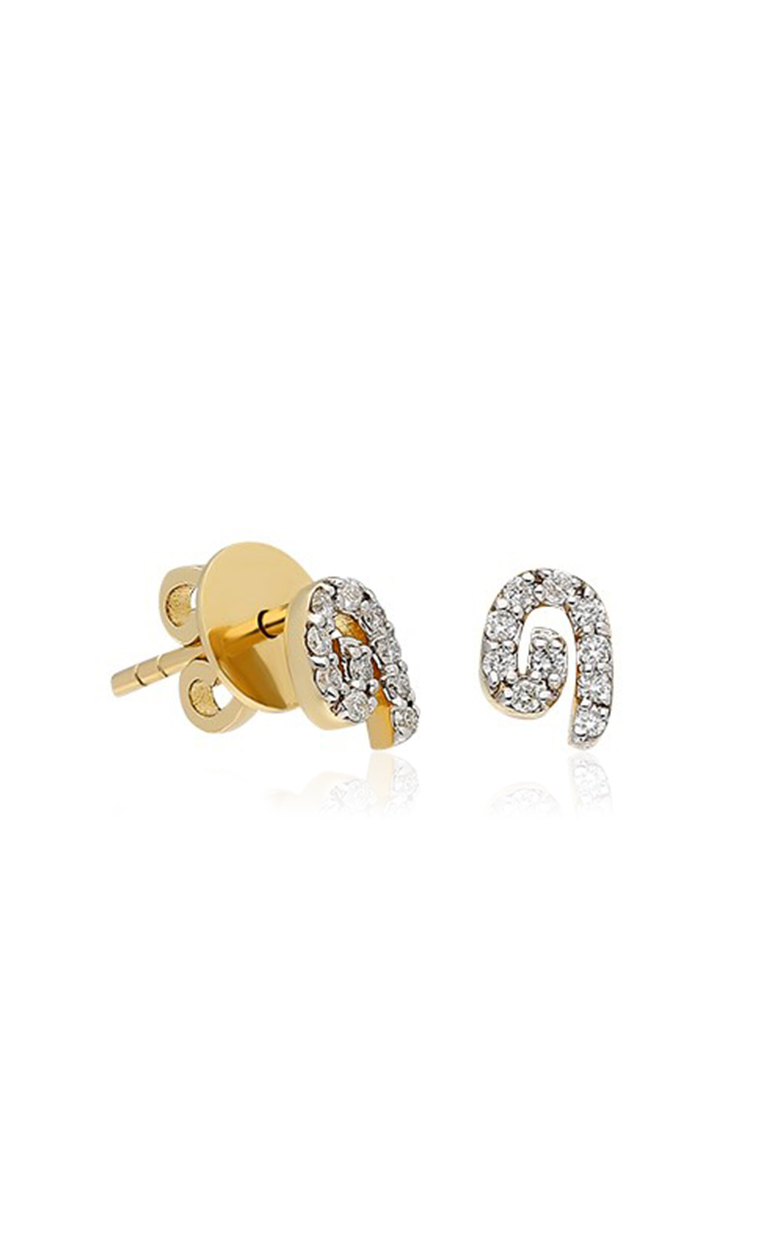 Shop Itä Fine Jewelry 14k Yellow Gold Txirimiri Mini "siempre" Diamond Stud Earrings