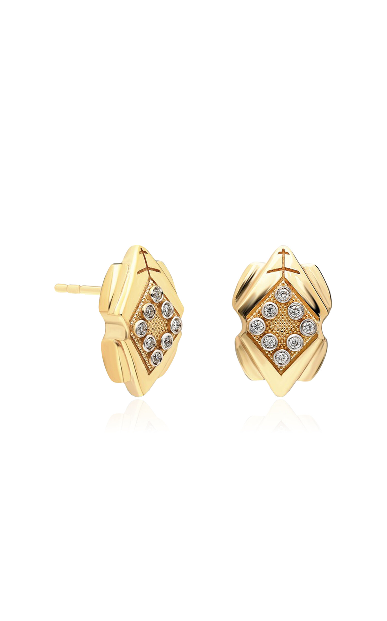 Shop Itä Fine Jewelry 14k Yellow Gold "toa" Multi-diamond Earring