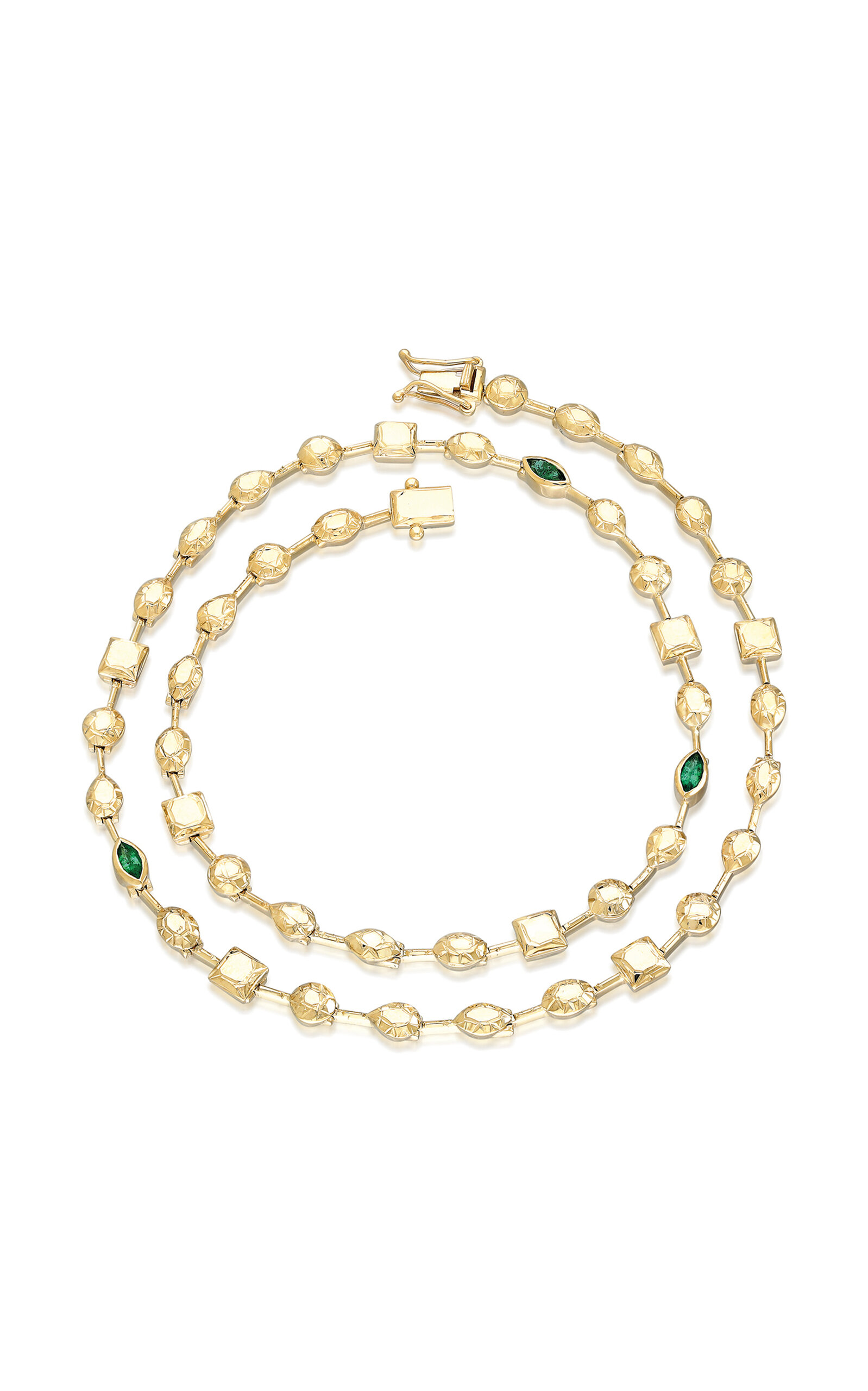 14k Yellow Gold "Sempiterno" Emerald Tennis Bracelet