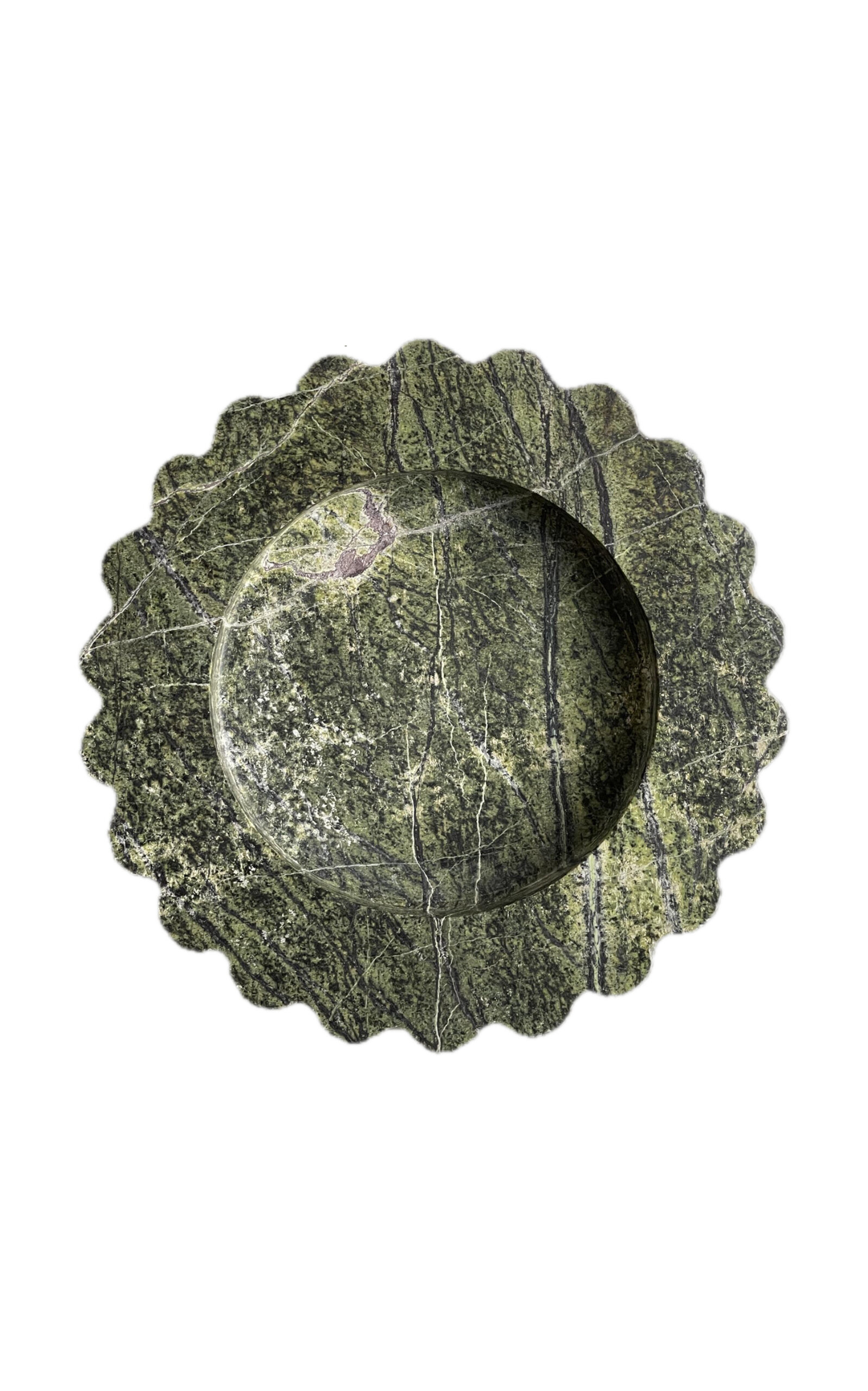 Anastasio Home Sun Scalloped Stone Round Tray - Green