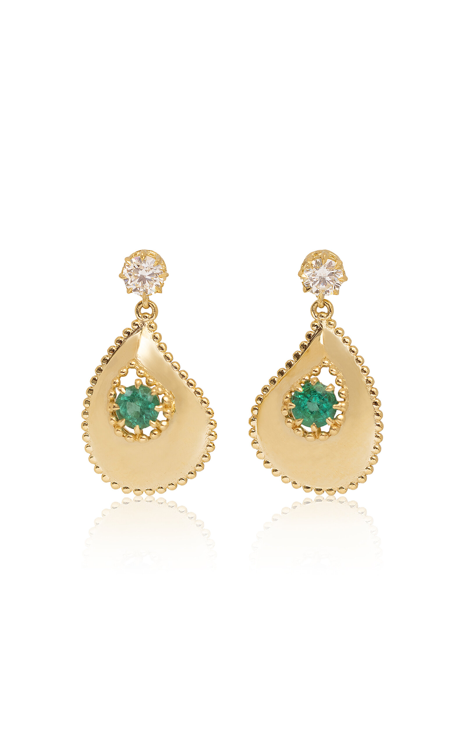 Shop Jenna Blake Paisley 18k Yellow Gold Diamond; And Emerald Earrings