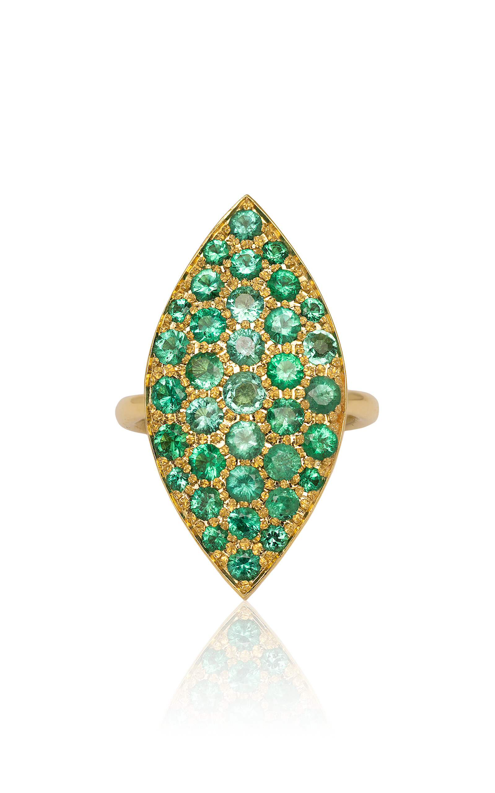 Shop Jenna Blake 18k Yellow Gold Emerald Ring In Green