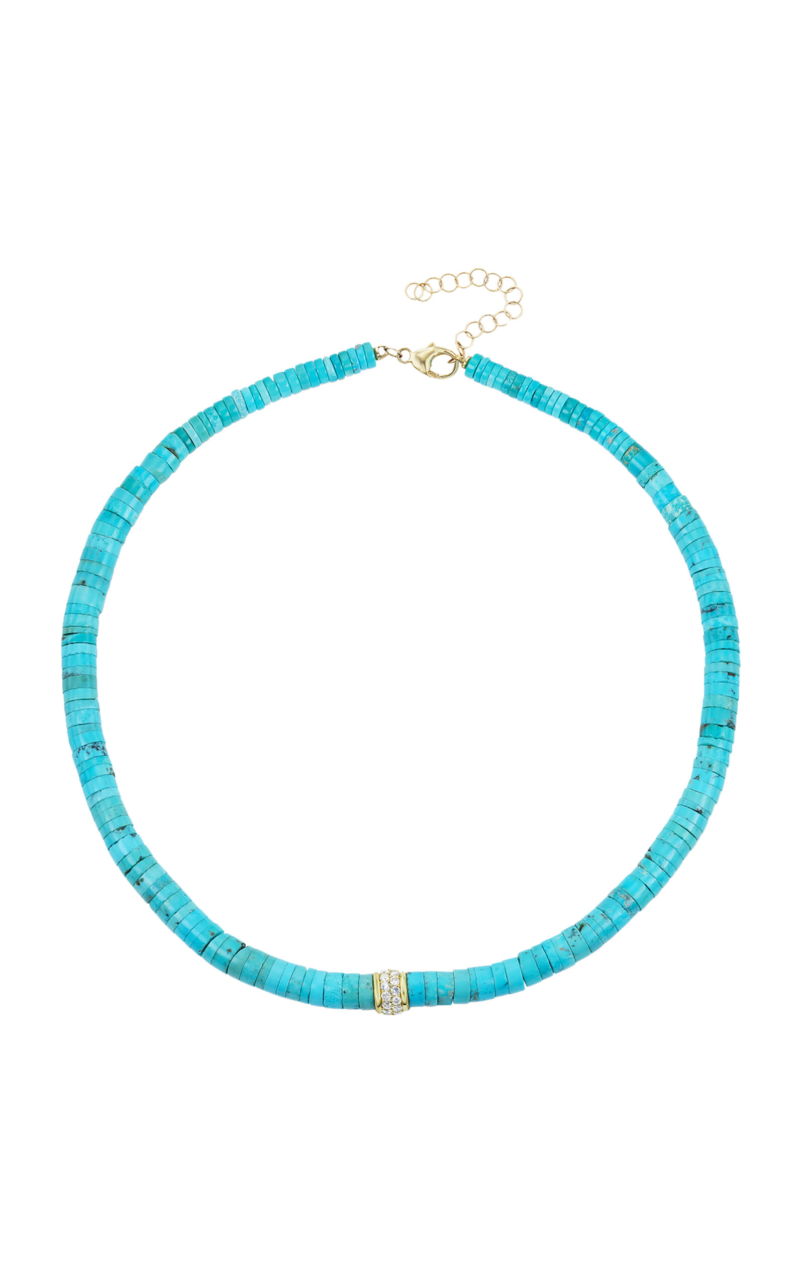 Shop Jenna Blake Beaded 18k Yellow Gold Diamond; And Turquoise Necklace In Blue