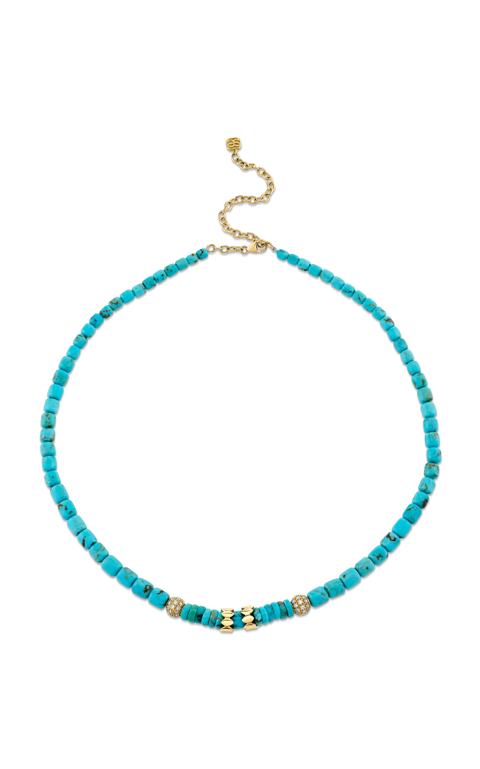 Shop Sydney Evan 14k Yellow Gold Turquoise Bead Combo Necklace In Blue