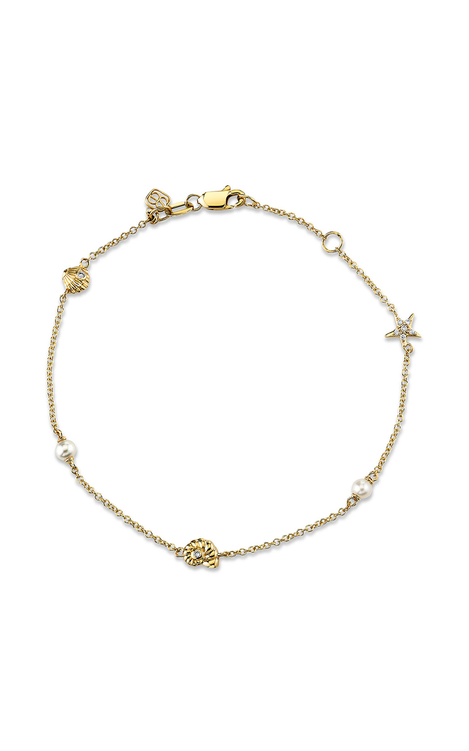 14k Yellow Gold Shells Chain  Bracelet