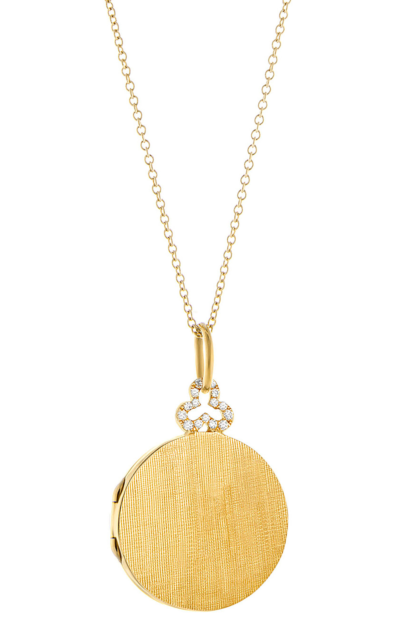 Shop Devon Woodhill 18k Yellow Gold Classic Signature Diamond Trefoil Locket Necklace