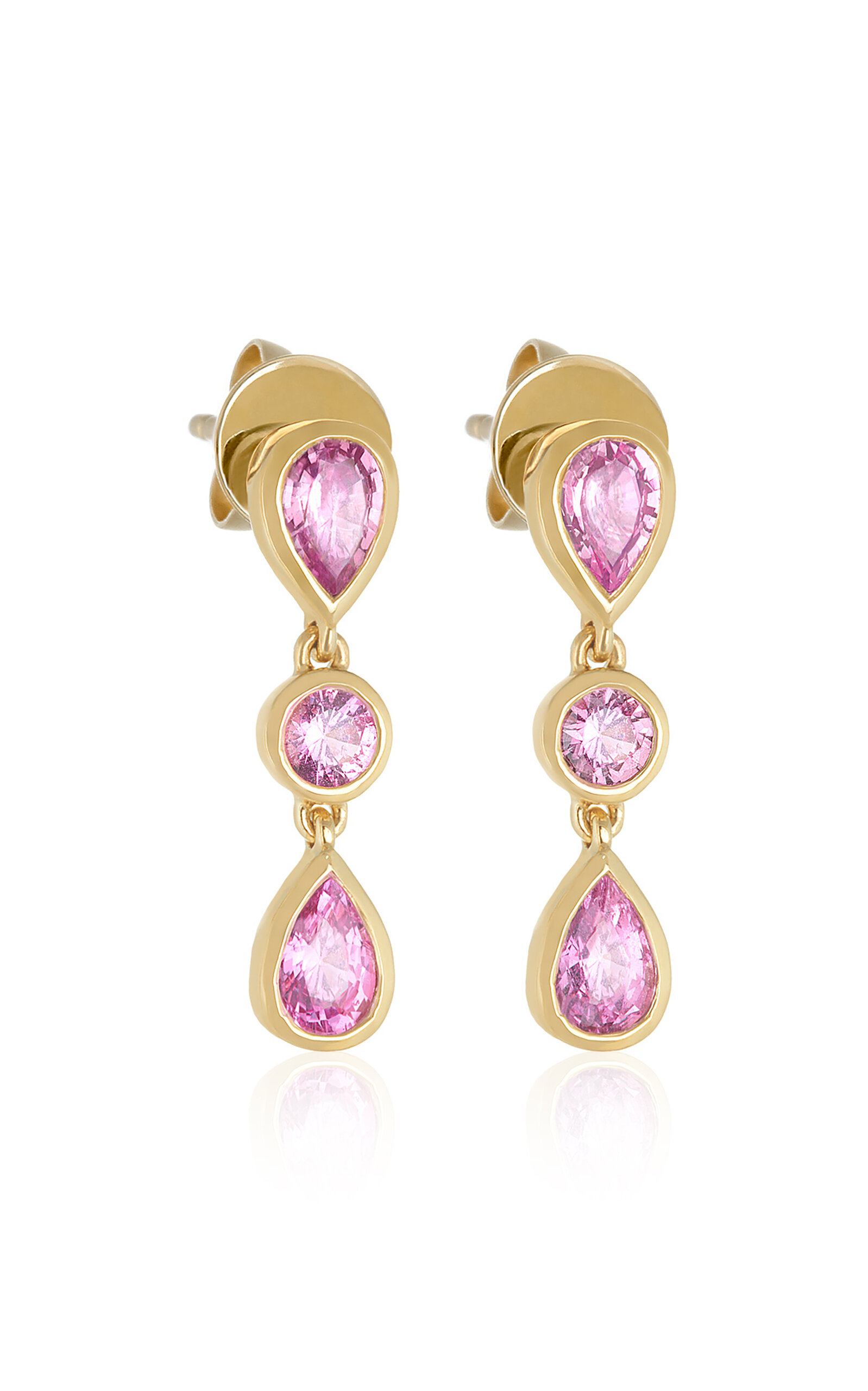 Devon Woodhill 18k Yellow Gold Classic Pink Sapphire Raindrop Earrings