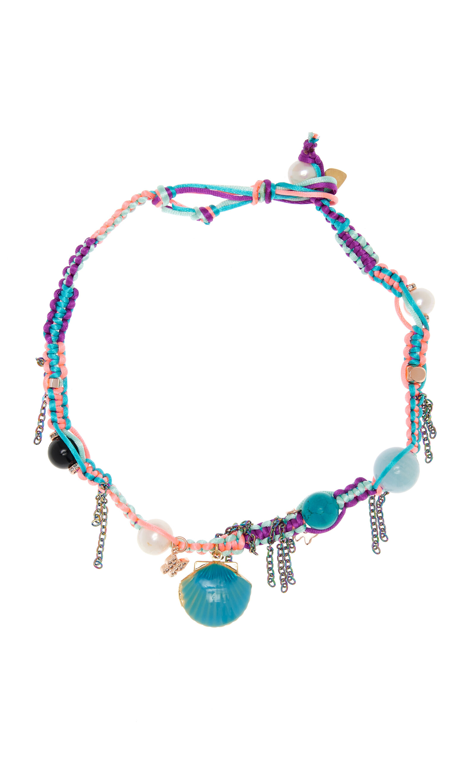 Turquoise Stainless Steel Multi-Stone Necklace