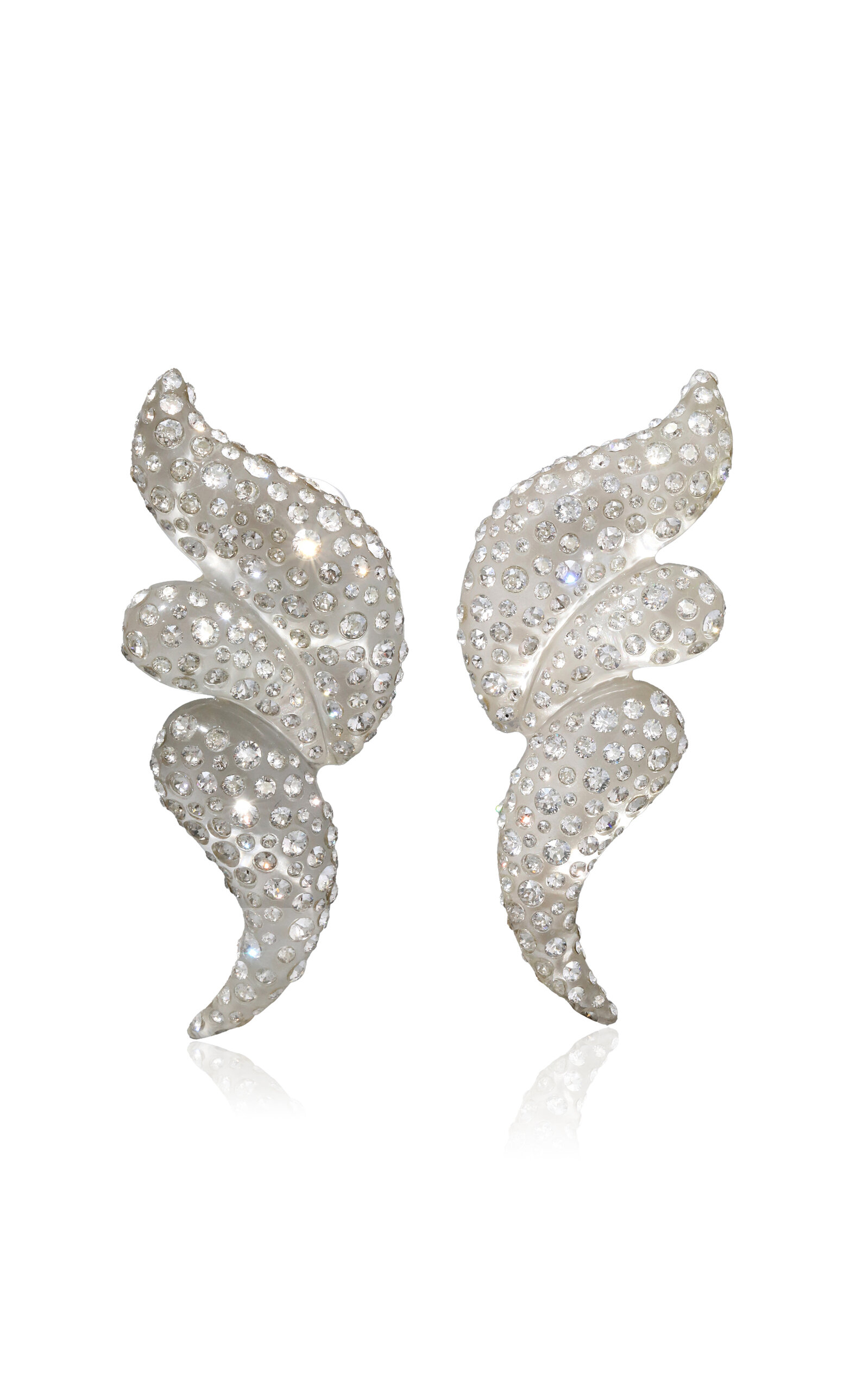 Wave Lucite Crystal Clip-On Earrings