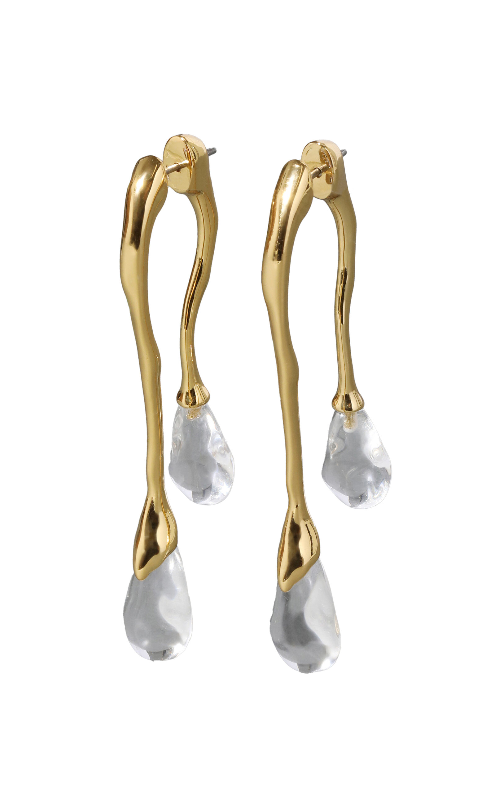 Alexis Bittar Lucite Front Back Double Drop Earrings In Gold
