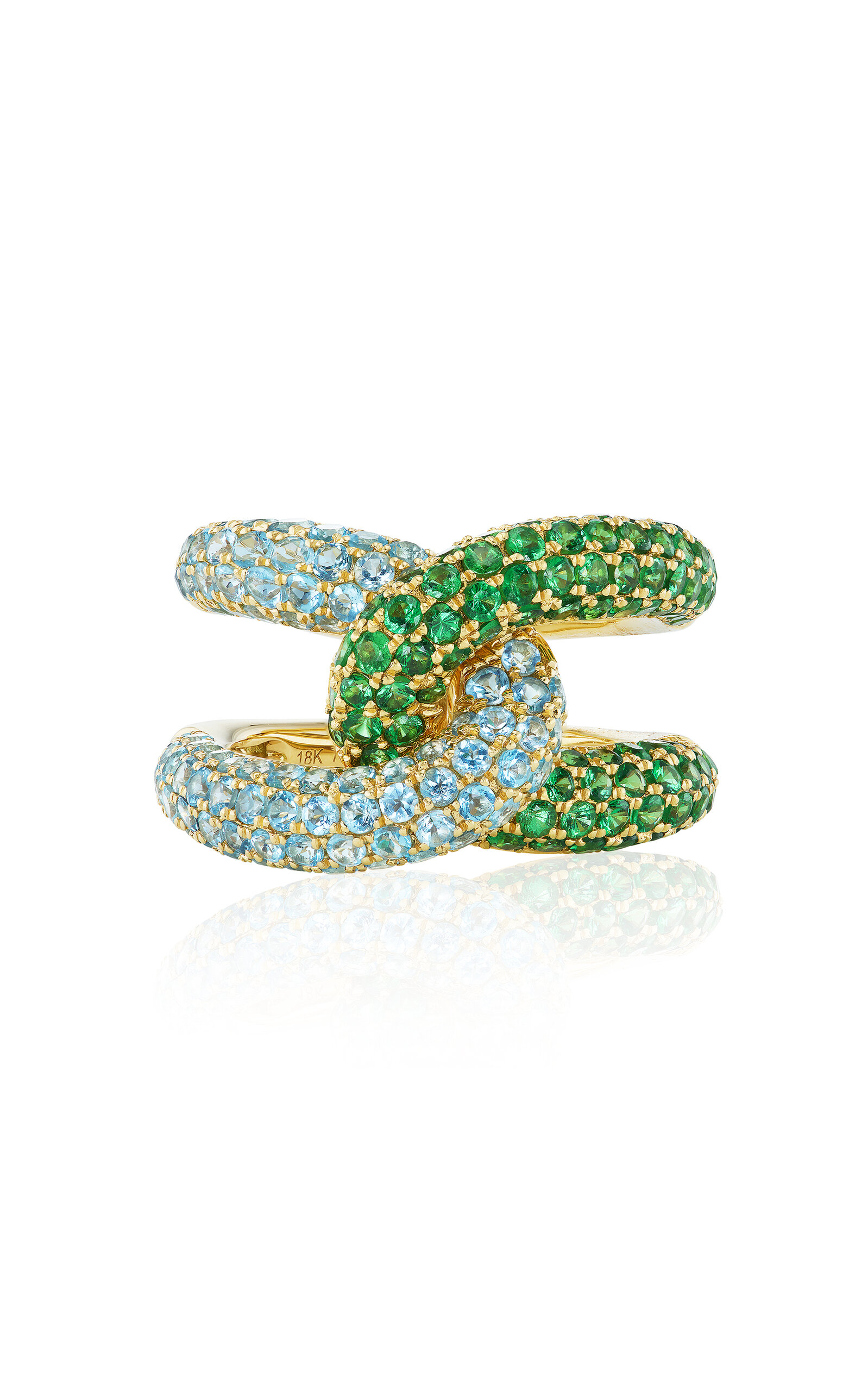 Shop Gemella Jewels Intertwin 18k Yellow Gold; Topaz And Tsavorite Ring In Multi