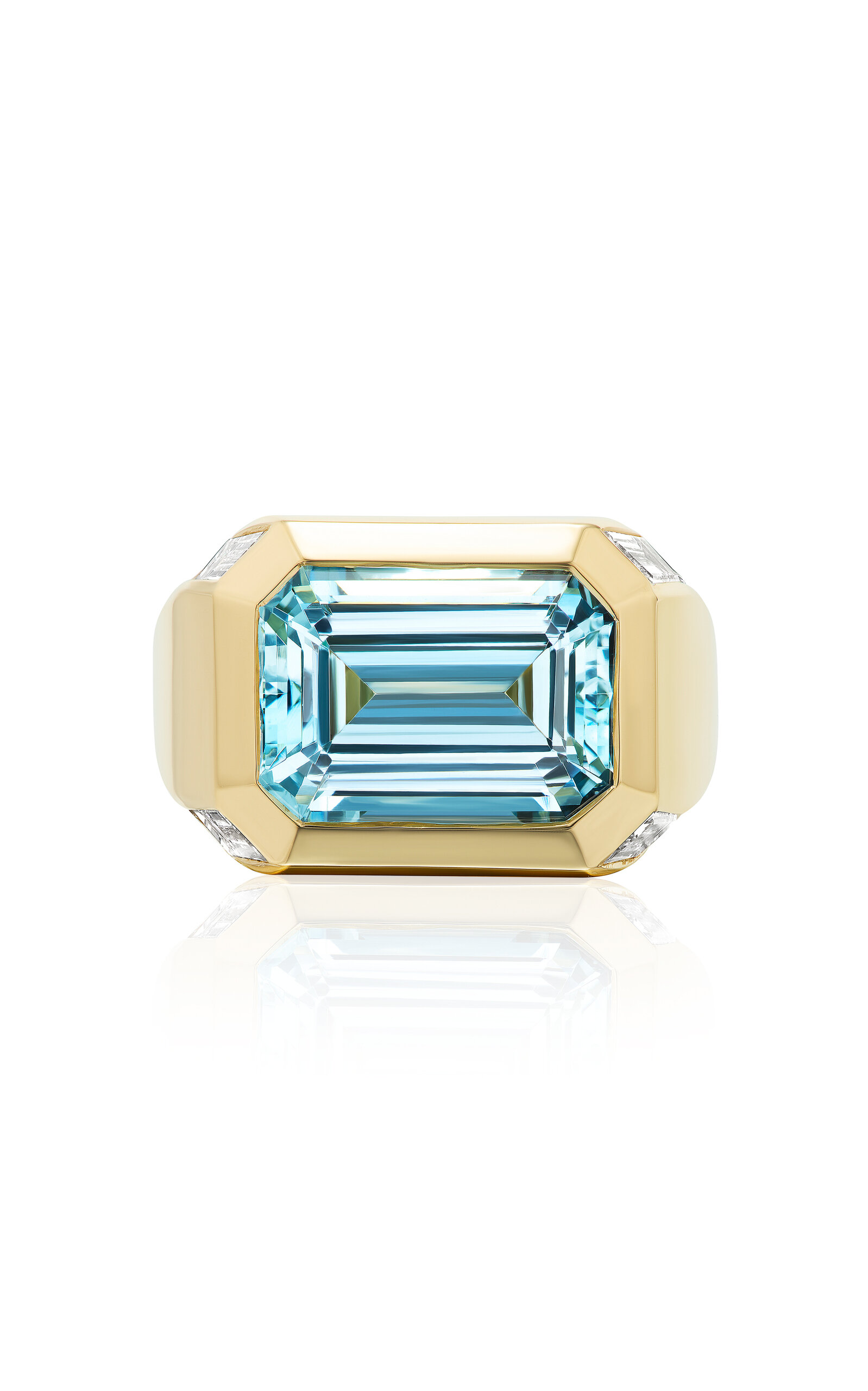 Shop Gemella Jewels 18k Yellow Gold Aquamarine Ring In Light Blue