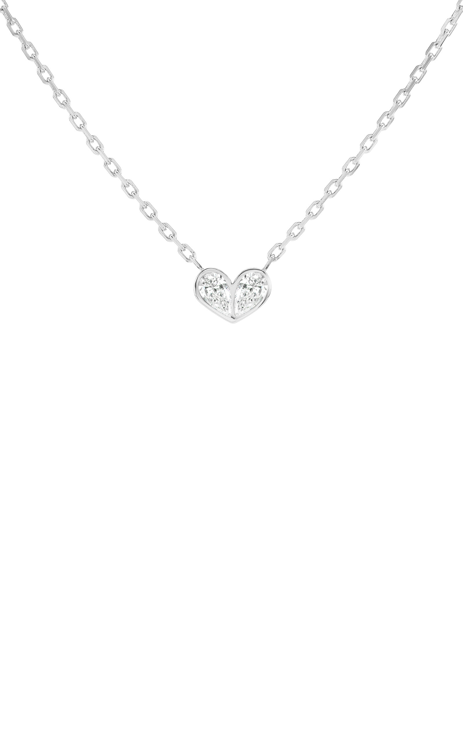 Shop Gemella Jewels Medium Sweetheart 18k White Gold Diamond Necklace