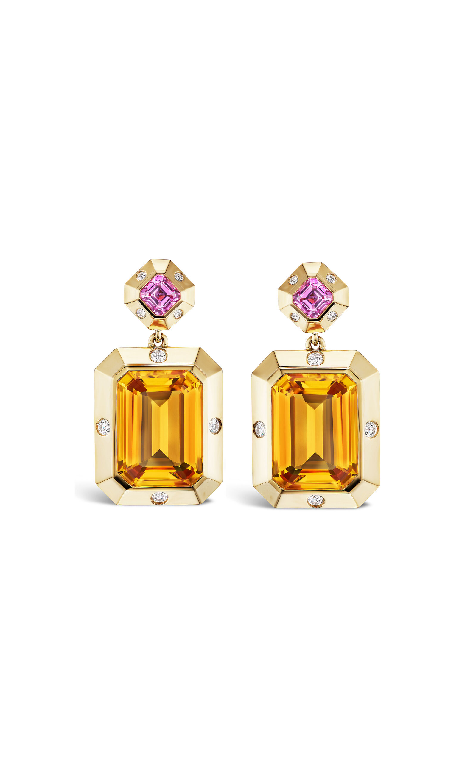 Shop Gemella Jewels Stella 18k Yellow Gold; Sapphire And Citrine Earrings In Orange