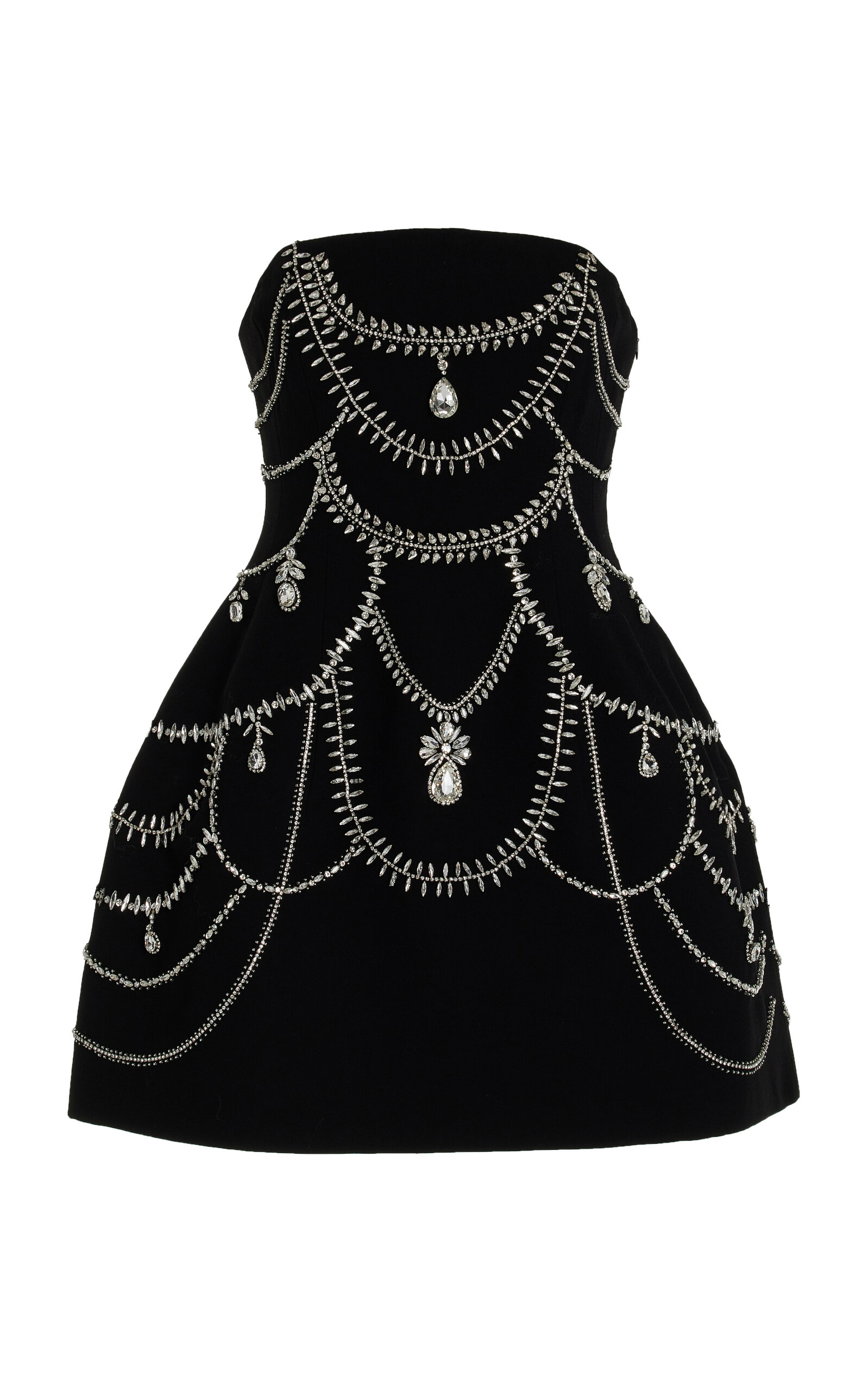 Simkhai Arta Strapless Crystal-embellished Cady Mini Dress In Black