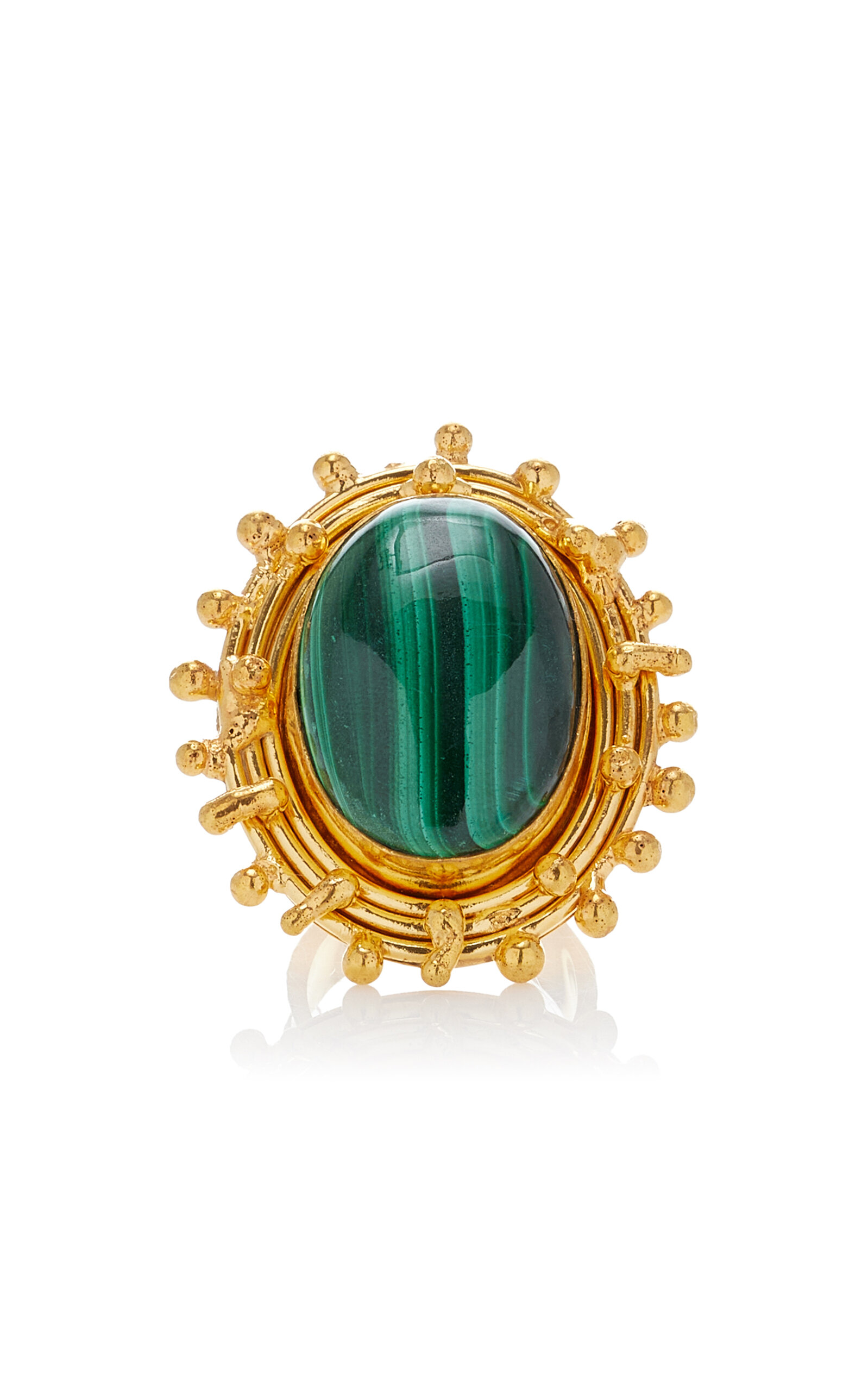 Stone Dots 22k Gold-Plated Malachite Ring