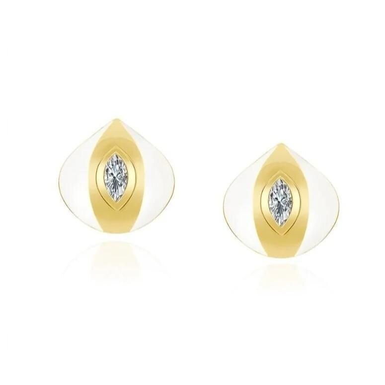 18K Yellow Gold Terra Nova Enamel Stud Earrings