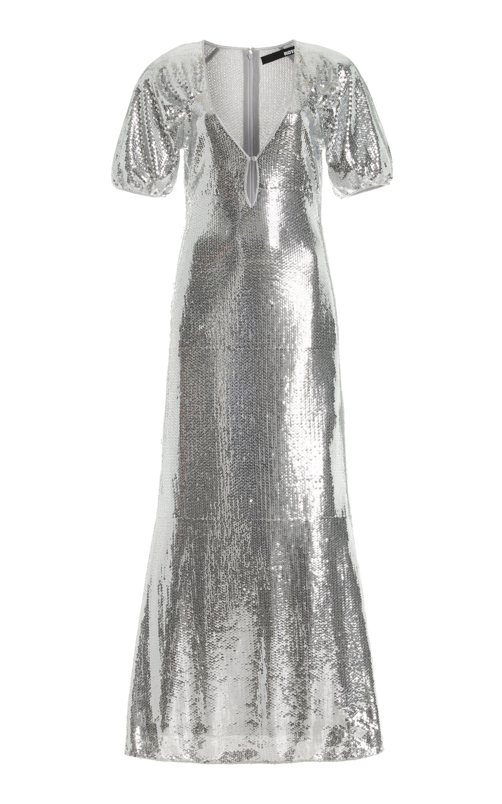 Rotate Birger Christensen Sequined Mid-length Dress In Silver