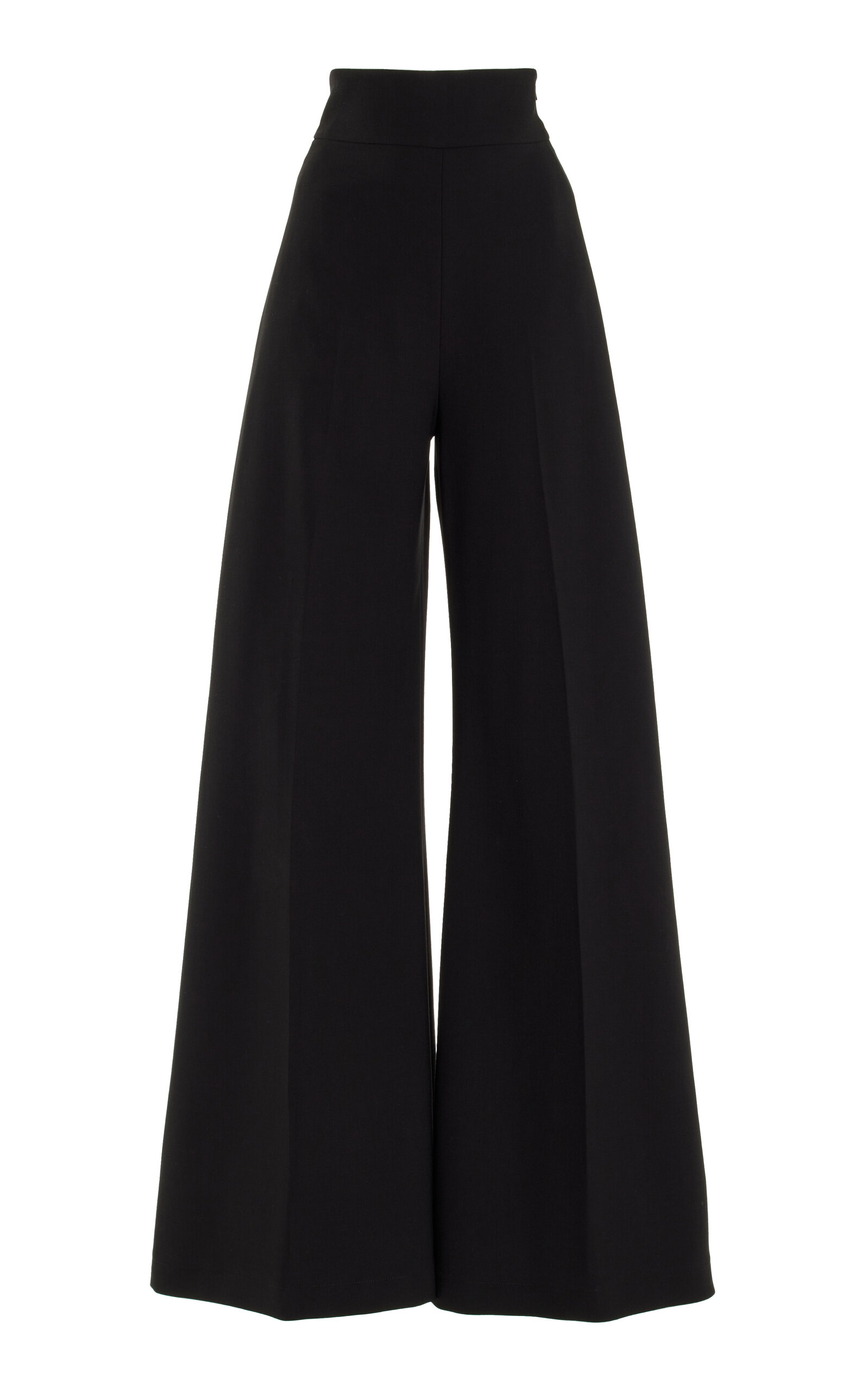 Shop Carolina Herrera High-rise Stretch-wool Wide-leg Pants In Black