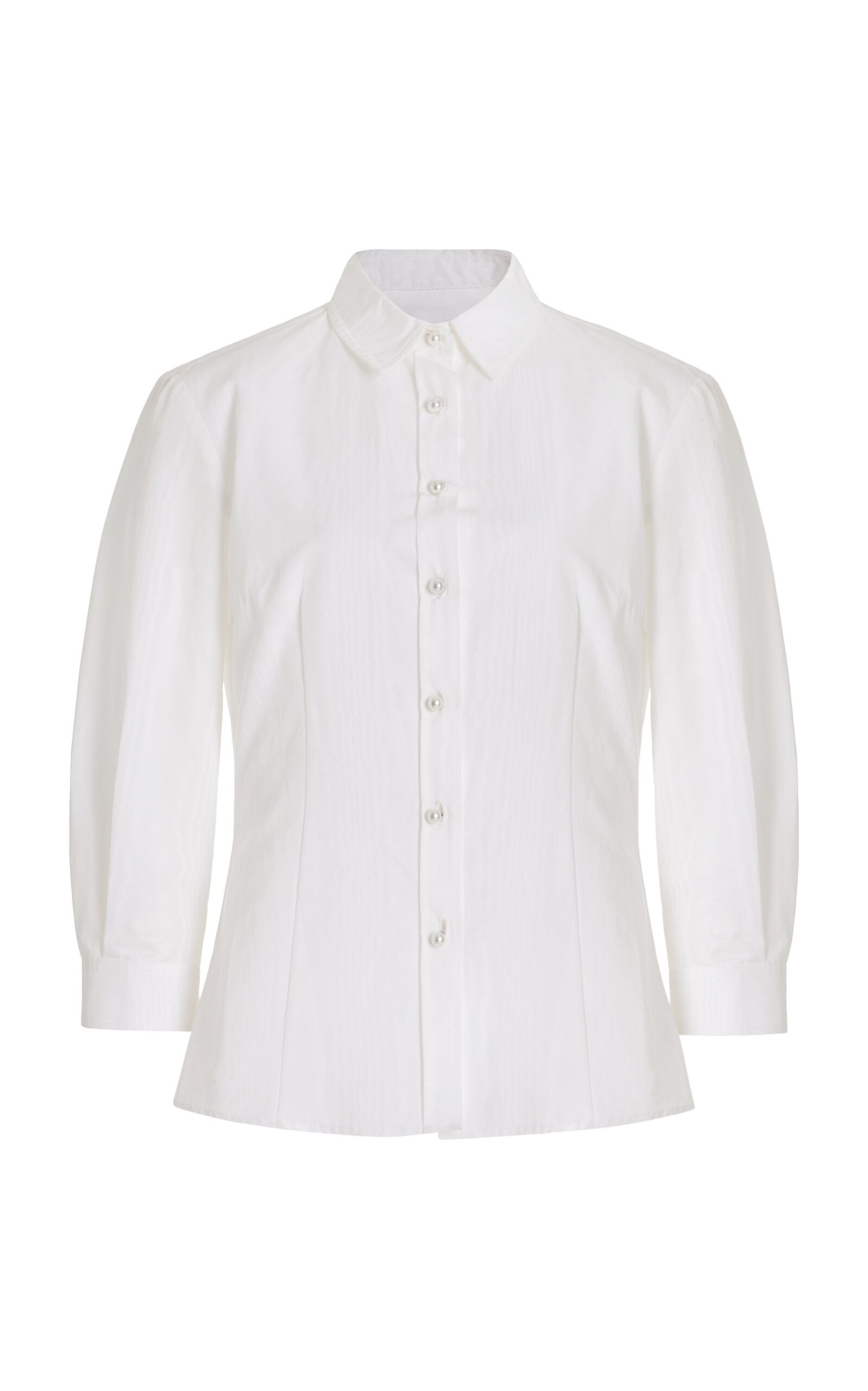 Carolina Herrera Icon Pearl-Buttoned Cotton-Blend Shirt - Ivory
