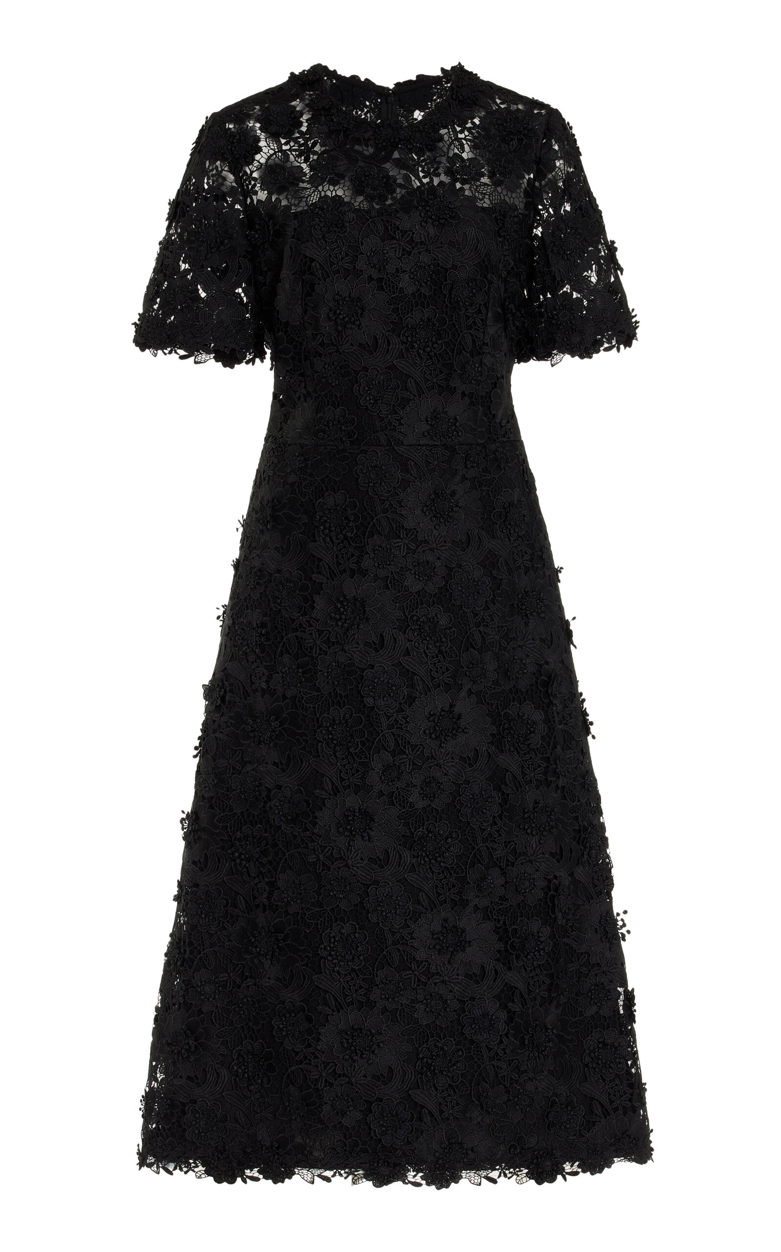 Carolina Herrera Lace Broderie Midi Dress - Black