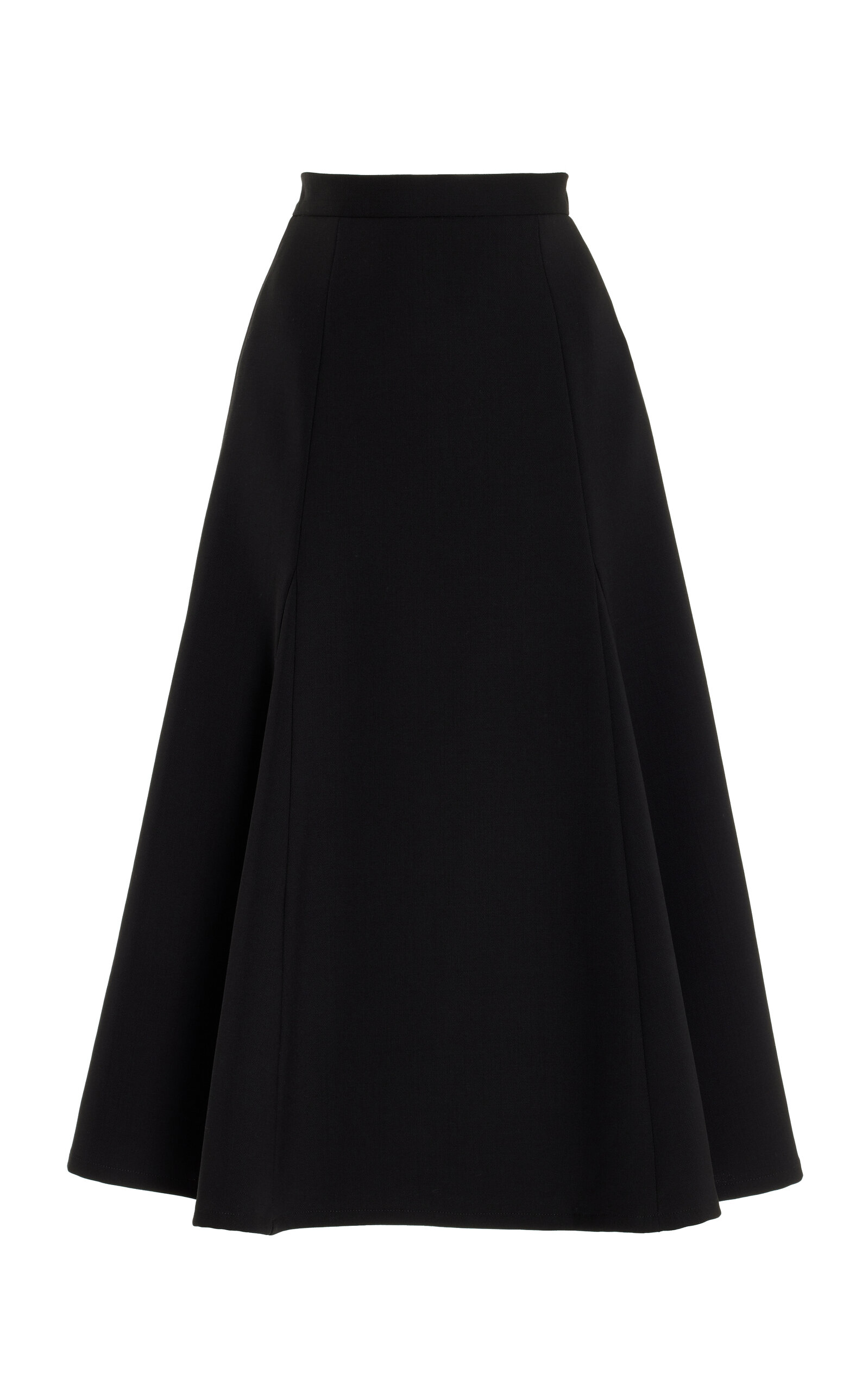 Shop Carolina Herrera Stretch-wool Midi Skirt In Black
