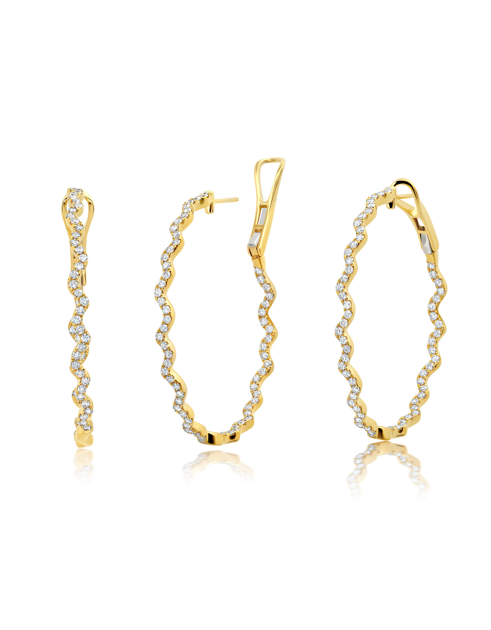 Shop Graziela Rio Diamond Inside Outside Hoop Earrings In Gold