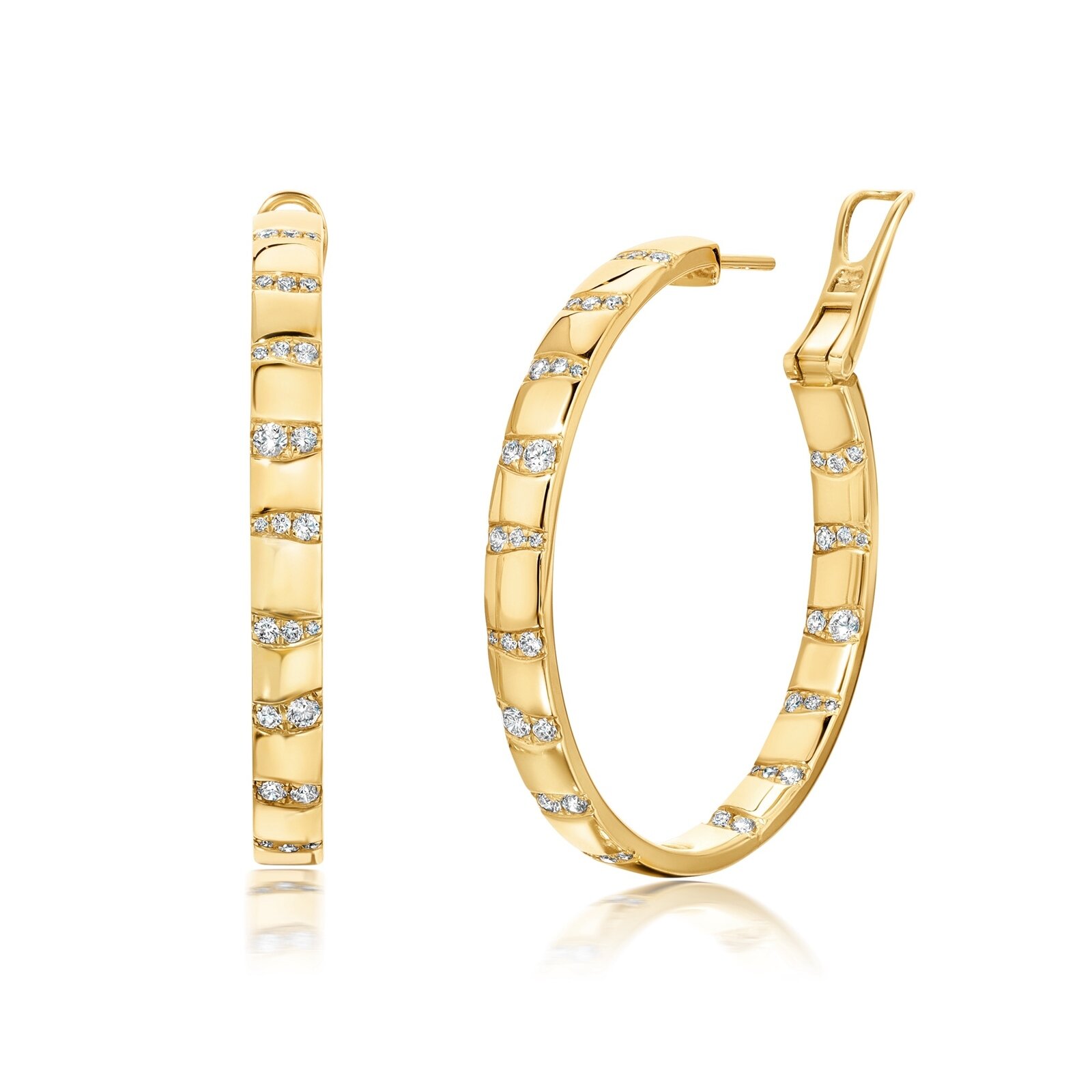 Shop Graziela Large Alma Dos Rios Diamond Hoop Earrings In Gold