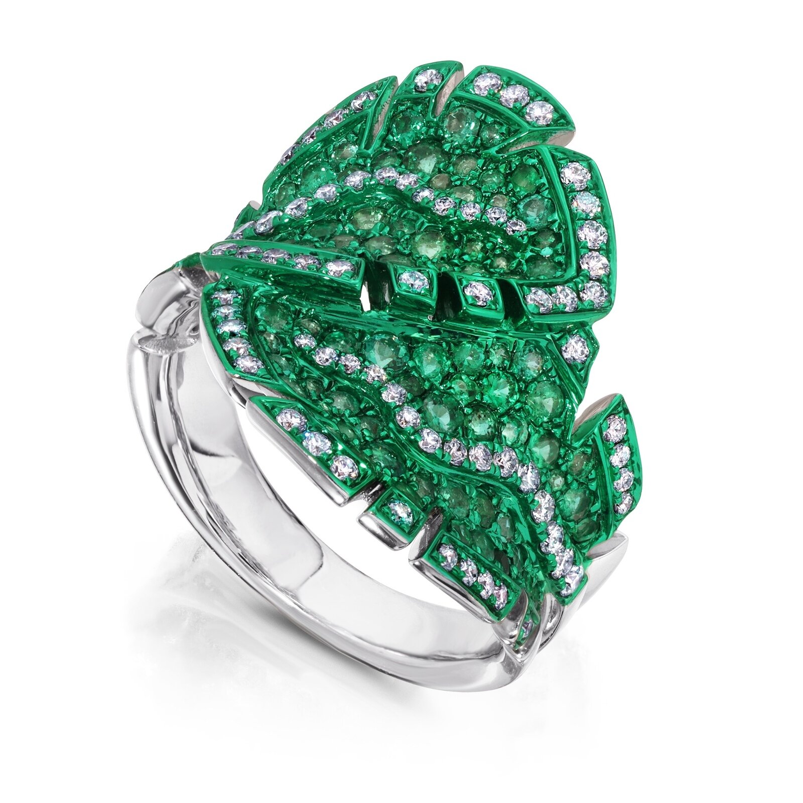 Shop Graziela Emerald Folha Bypass Ring In Green
