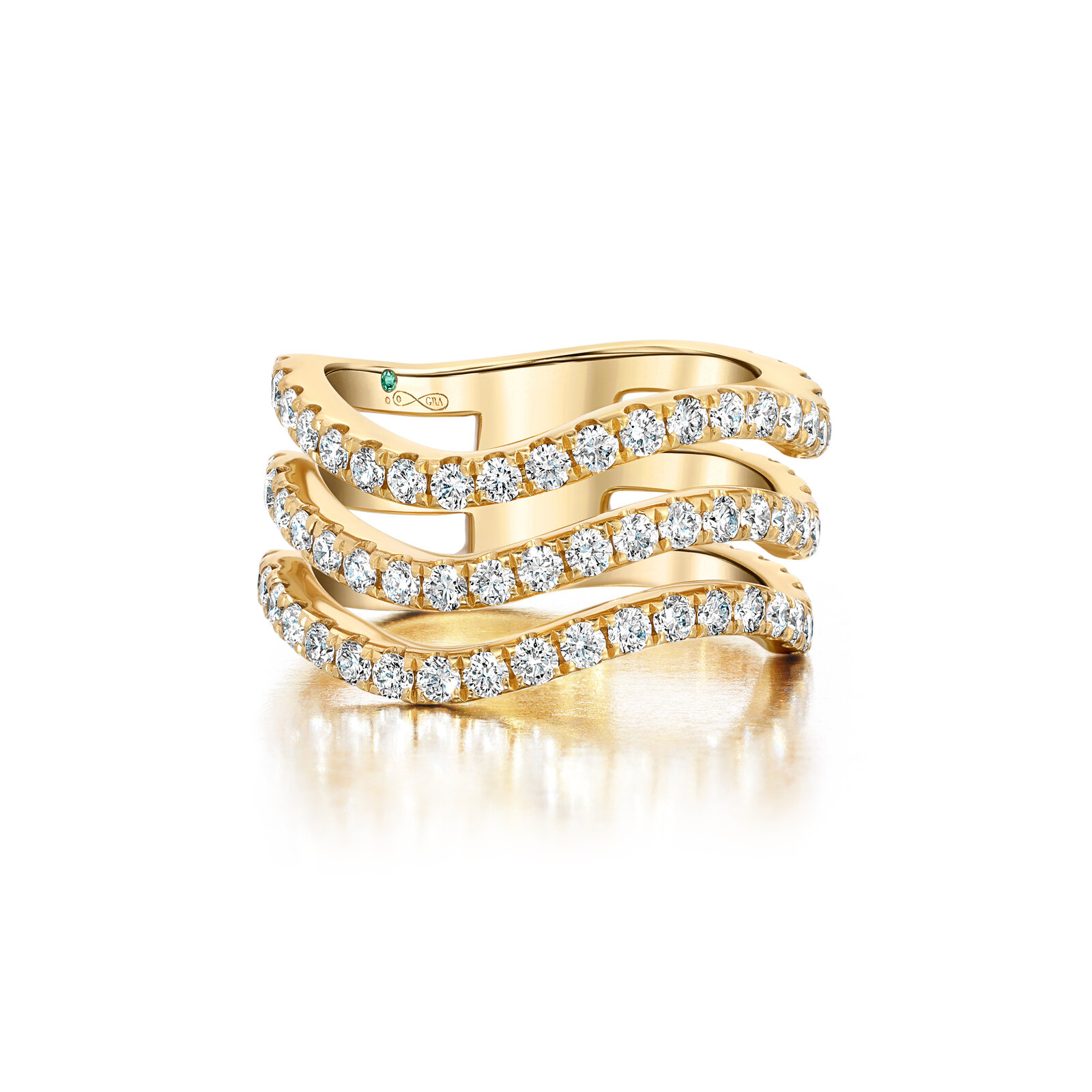 Shop Graziela Rio Diamond Triple Band Ring In Gold