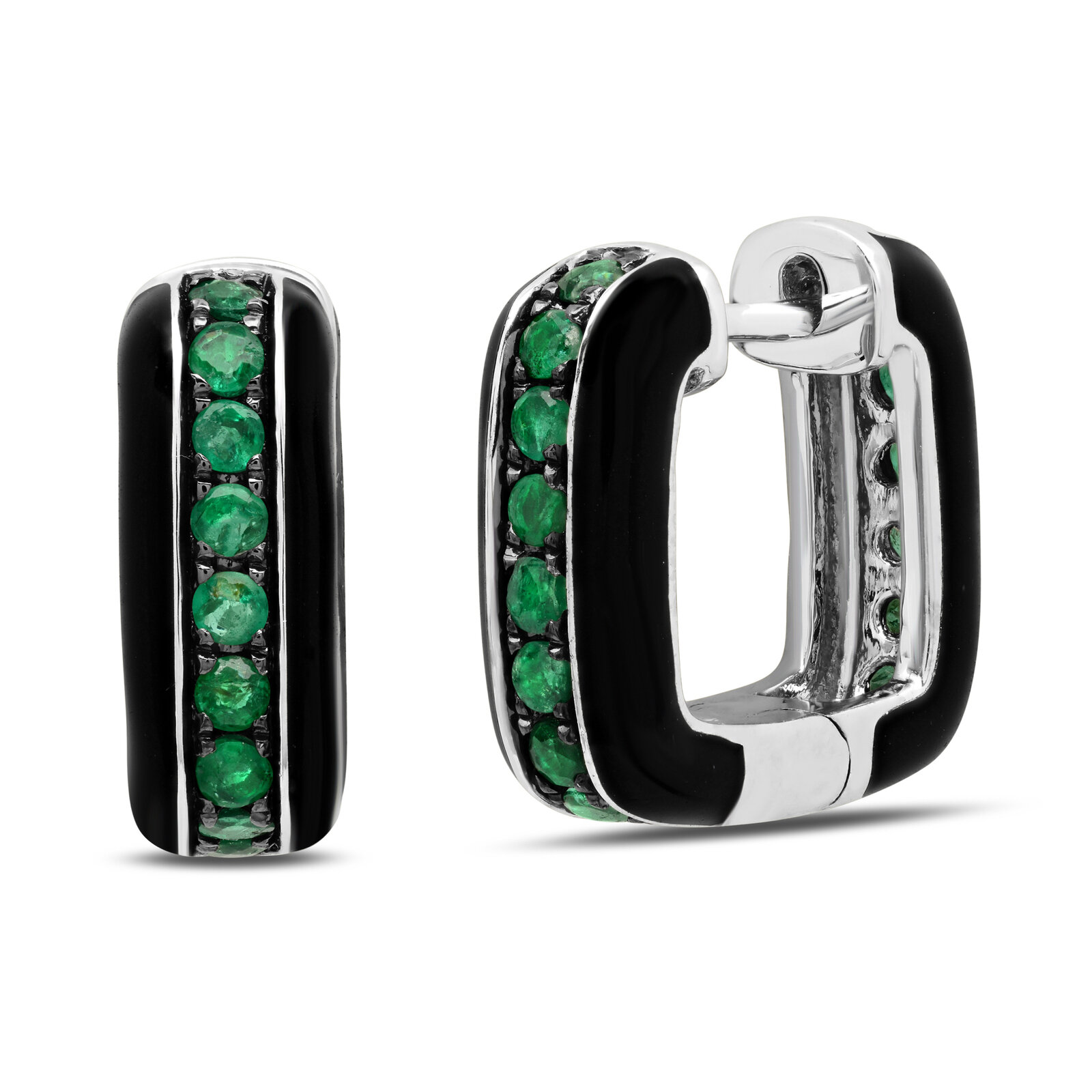 Shop Graziela Emerald & Enamel Earrings In Green