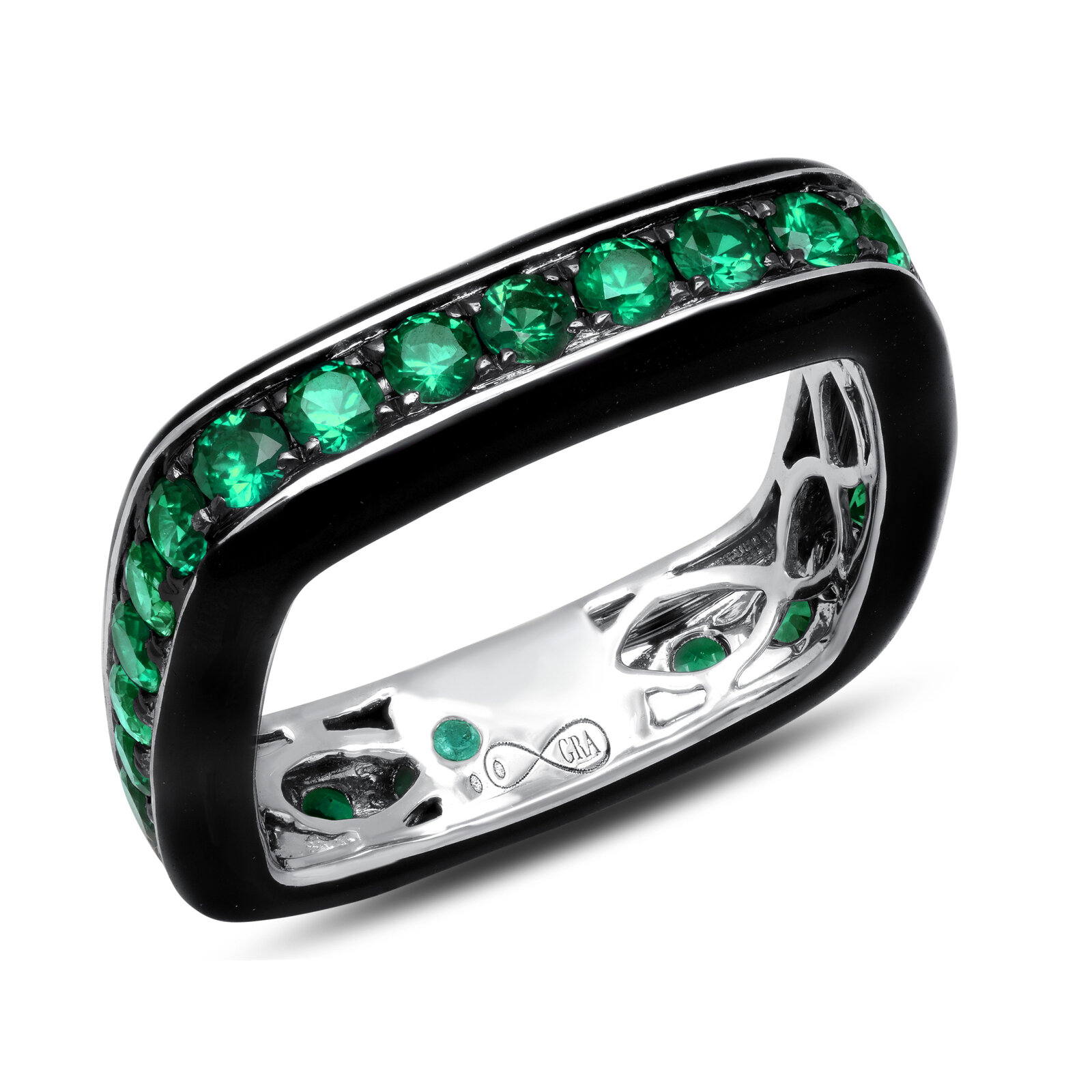Graziela Emerald & Enamel Ring In Blue