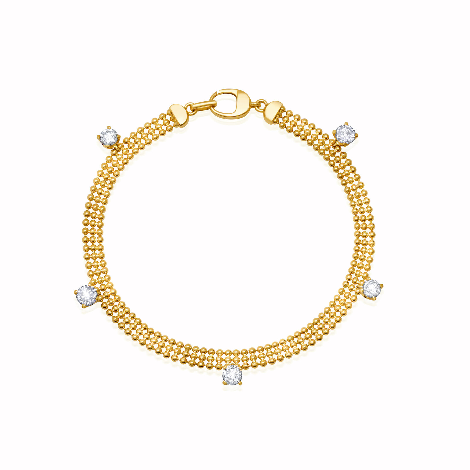 Shop Graziela Yellow Gold Floating Diamond 3 Row Bracelet