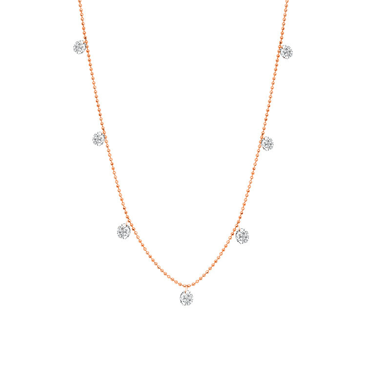 Shop Graziela Small Floating Diamond Necklace In Rose In Pink