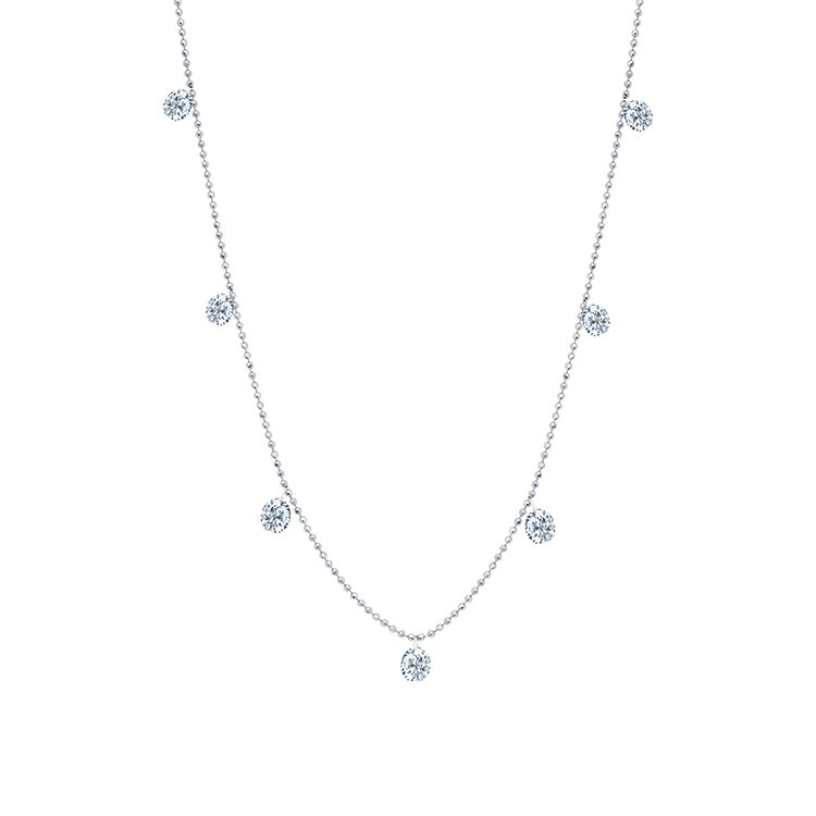 Shop Graziela Small Floating Diamond Necklace In White