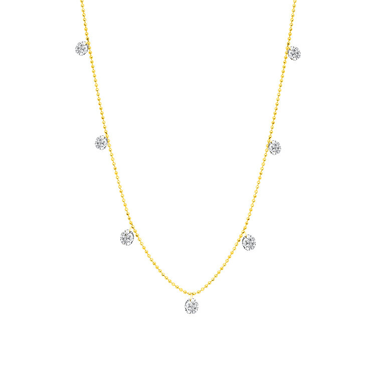 Graziela Medium Floating Diamond Necklace In Yellow In Gold