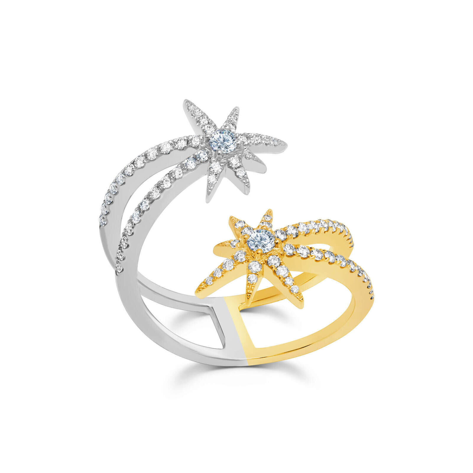 Shop Graziela Shooting Starburst Ring In Yellow & White In Gold