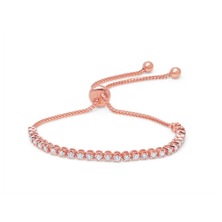 Shop Graziela 1ct Diamond Bolo Bracelet In Rose In Pink