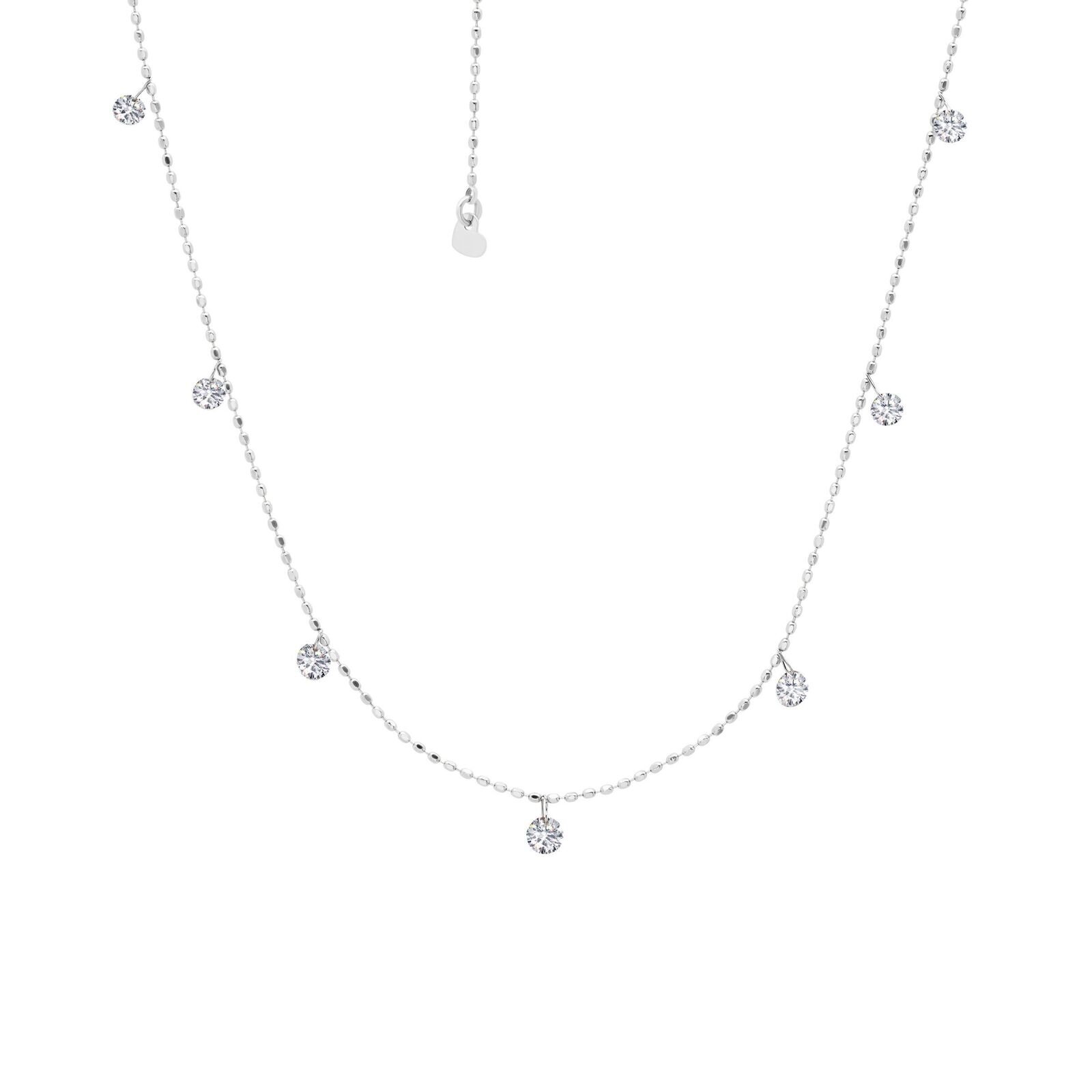 Graziela Ts Tiny Floating Diamond Necklace In White In Metallic
