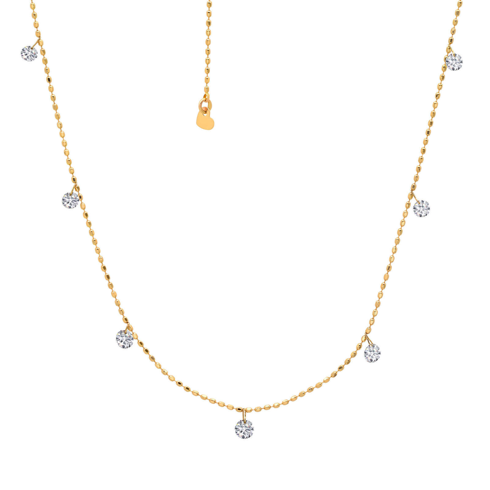Graziela Ts Tiny Floating Diamond Necklace In Yellow In Gold