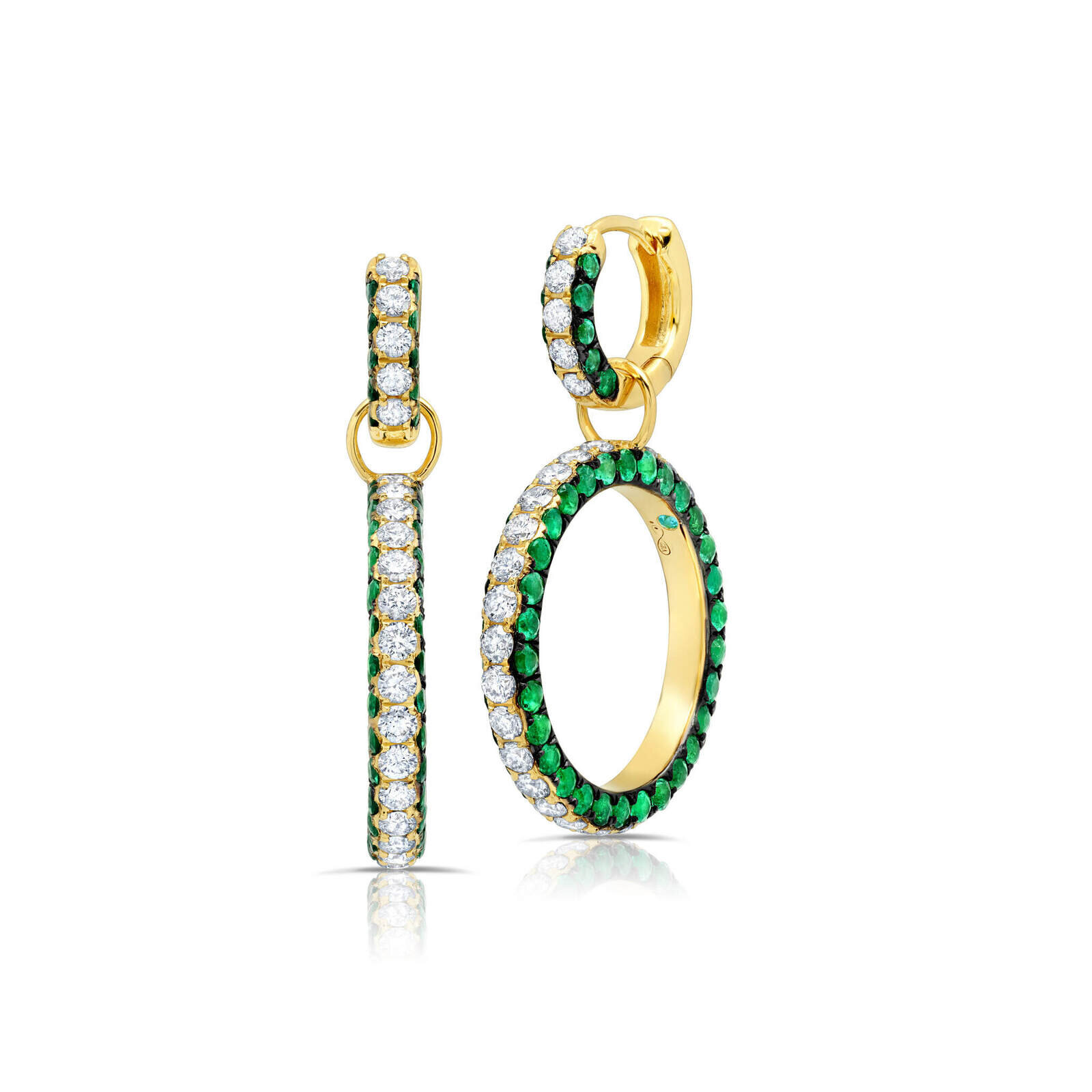 Graziela Emerald & Diamond 3 Sided Earrings In Green