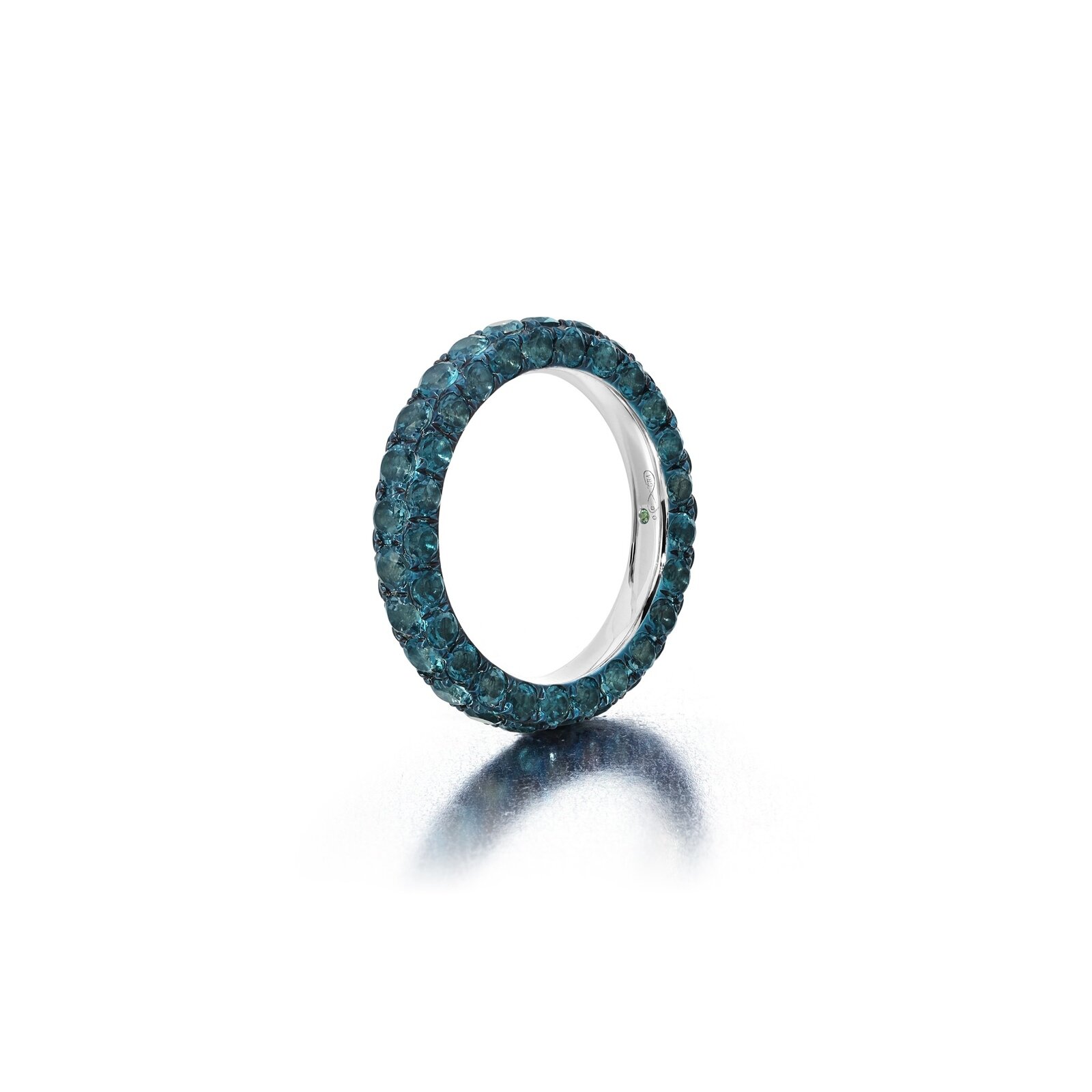 Shop Graziela London Blue & Blue Rhodium 3 Sided Ring