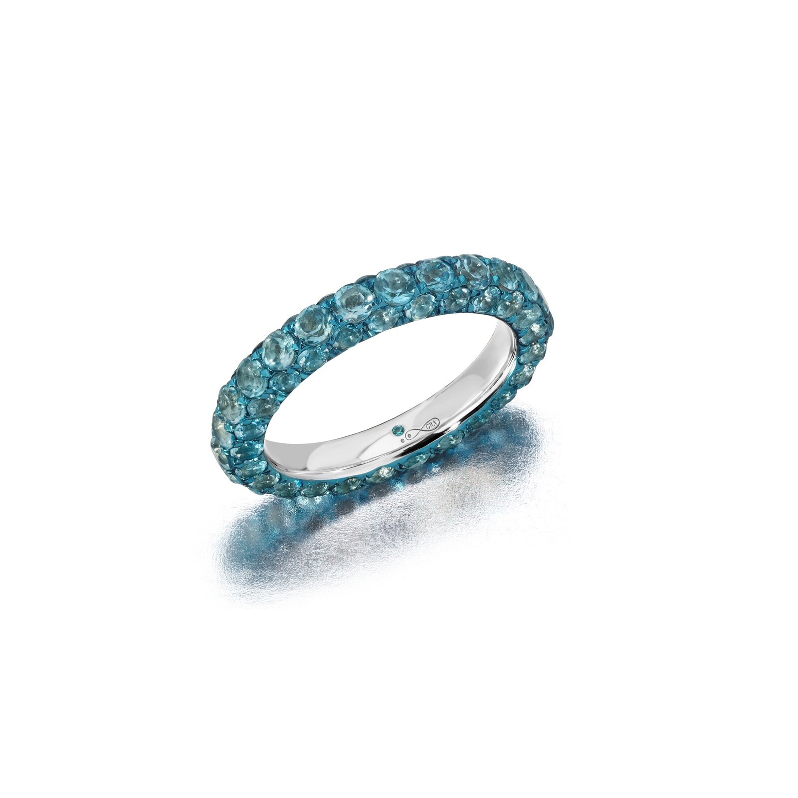 Shop Graziela Swiss Blue & Blue Rhodium 3 Sided Ring