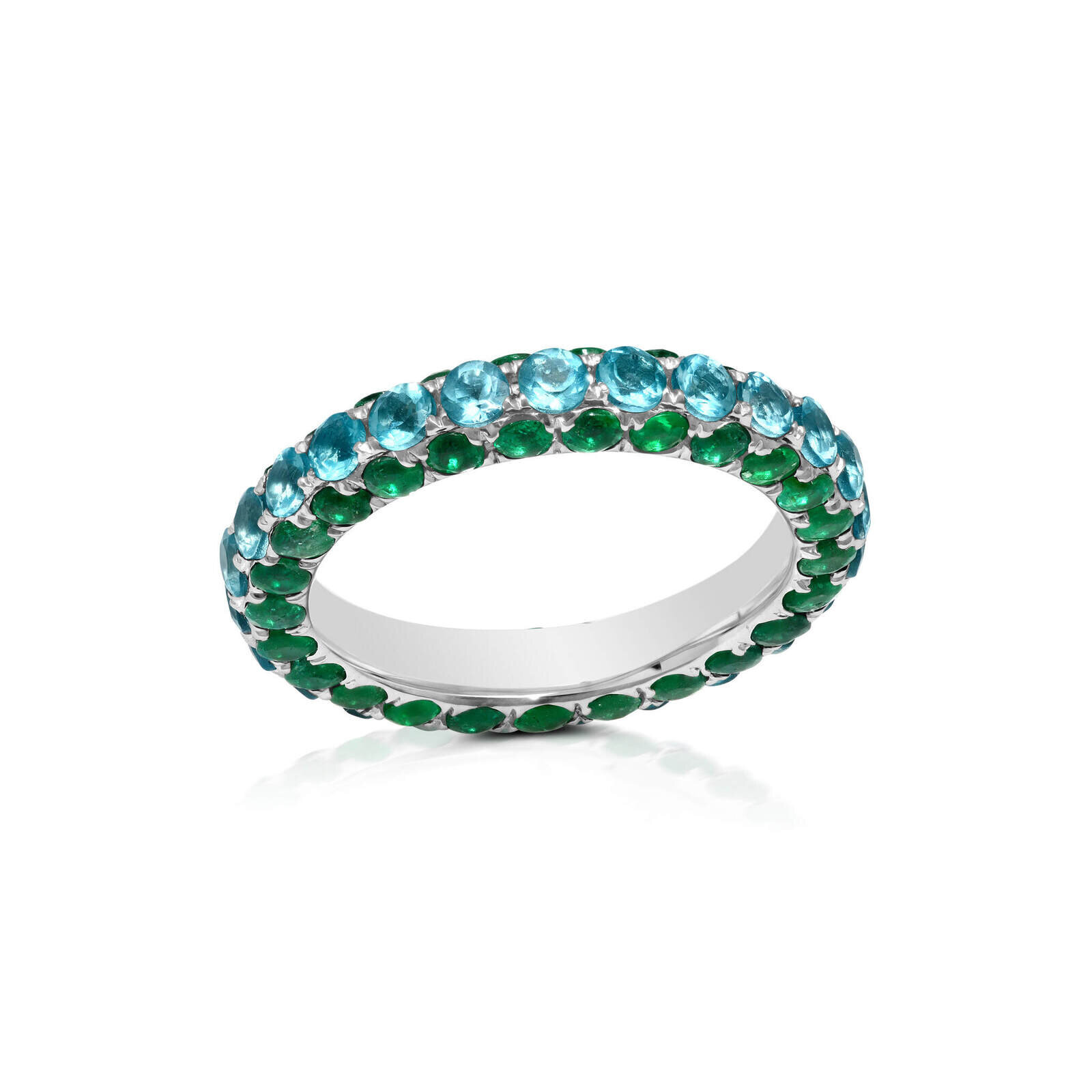 Shop Graziela Emerald & Apatite 3 Sided Band Ring In Green