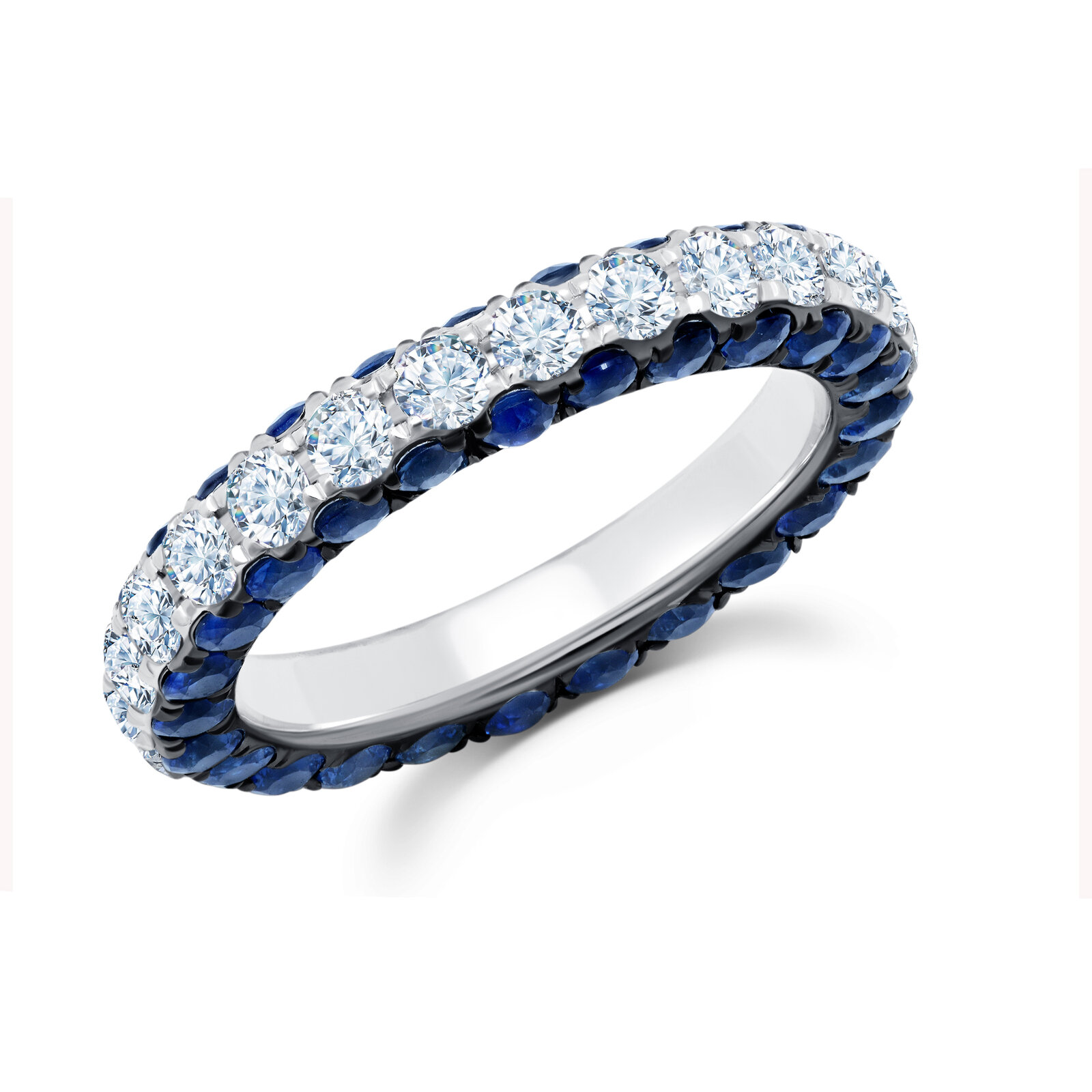 Shop Graziela Sapphire & Diamond 3 Sided Band Ring In Blue