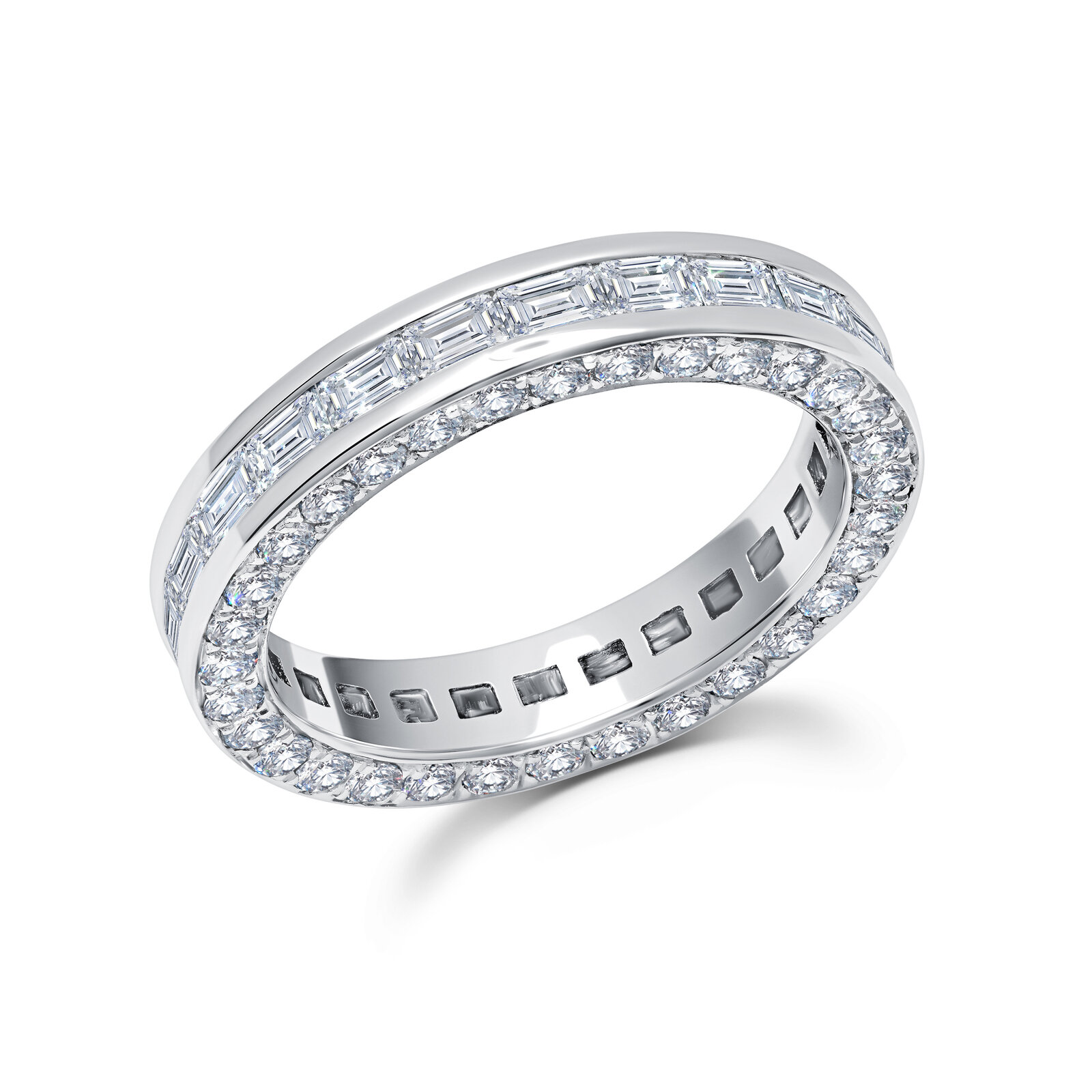 Shop Graziela All Diamond Baguette 3 Sided Ring In White